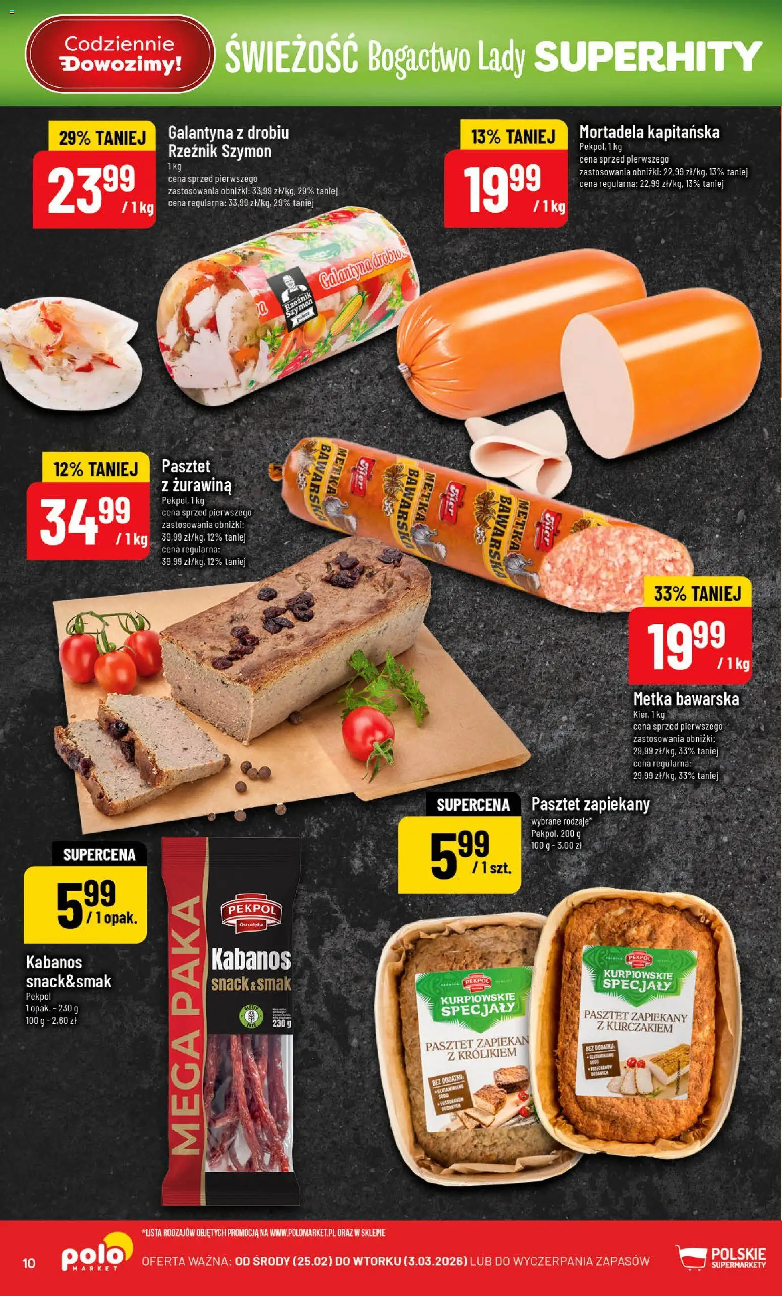 POLOmarket Gazetka od 25.02.2026 | Strona: 10 | Produkty: Mortadela, Żurawina
