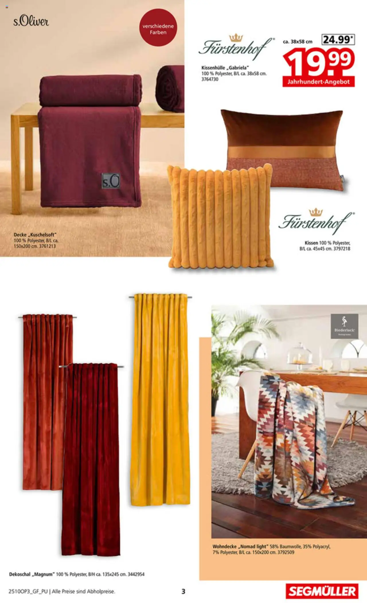 Segmüller Heimtextilien Spezial – gültig ab 06.10.2025 | Seite: 3 | Produkte: Kissen, Decke