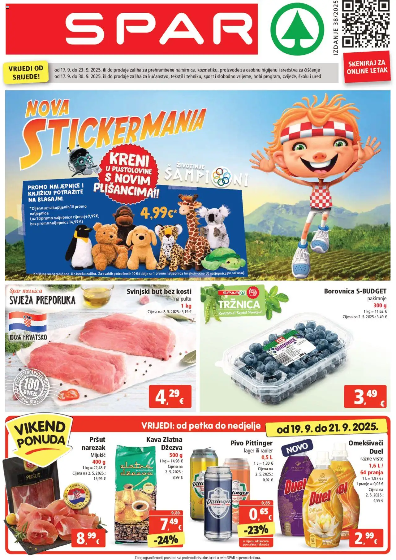 Spar katalog | vrijedi od 17.09.2025 | Stranica: 1 | Proizvodi: Kava, Sredstva za čiščenje, Narezak, Borovnice