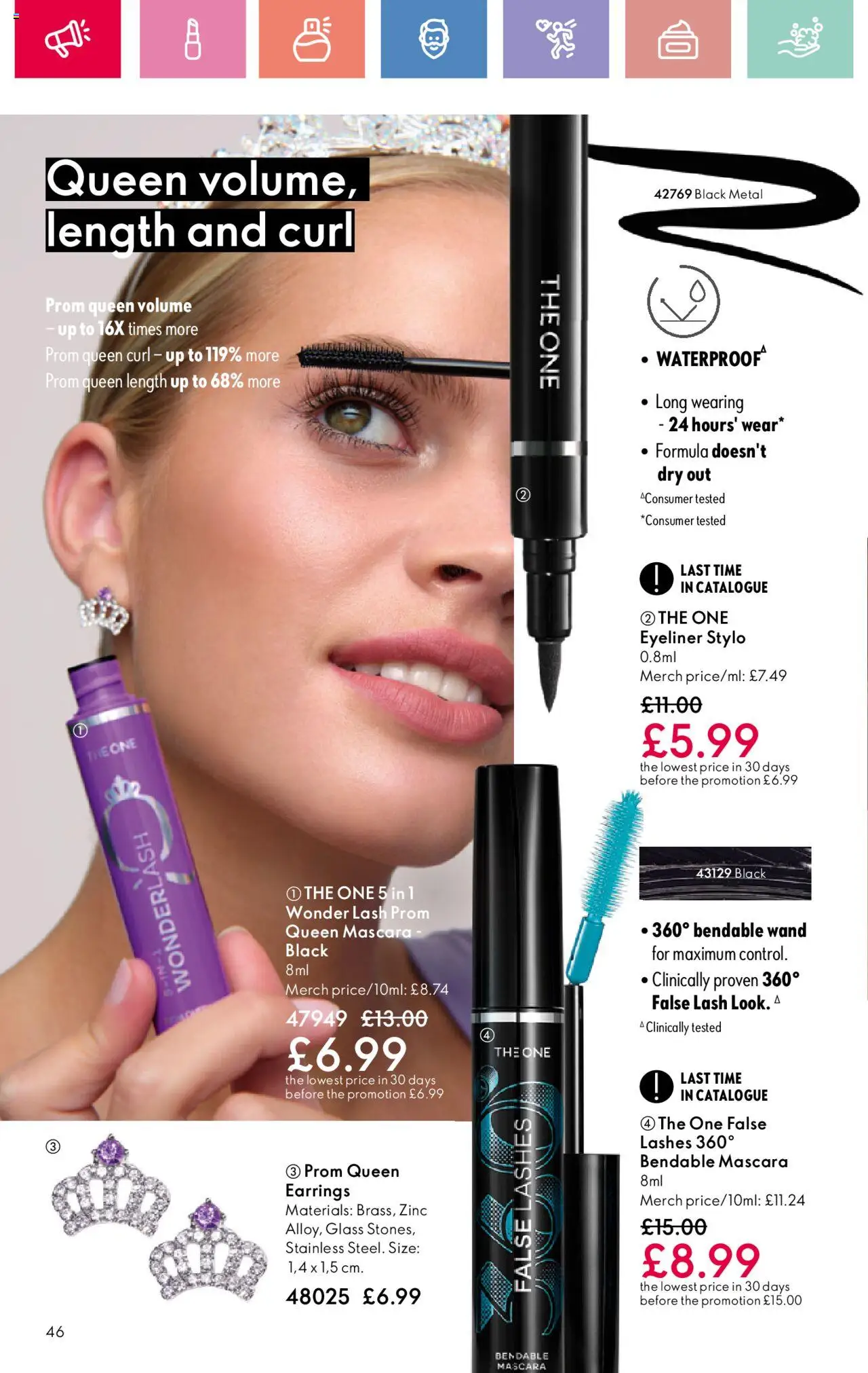  | Page: 46 | Products: Mascara, Eyeliner, Earrings