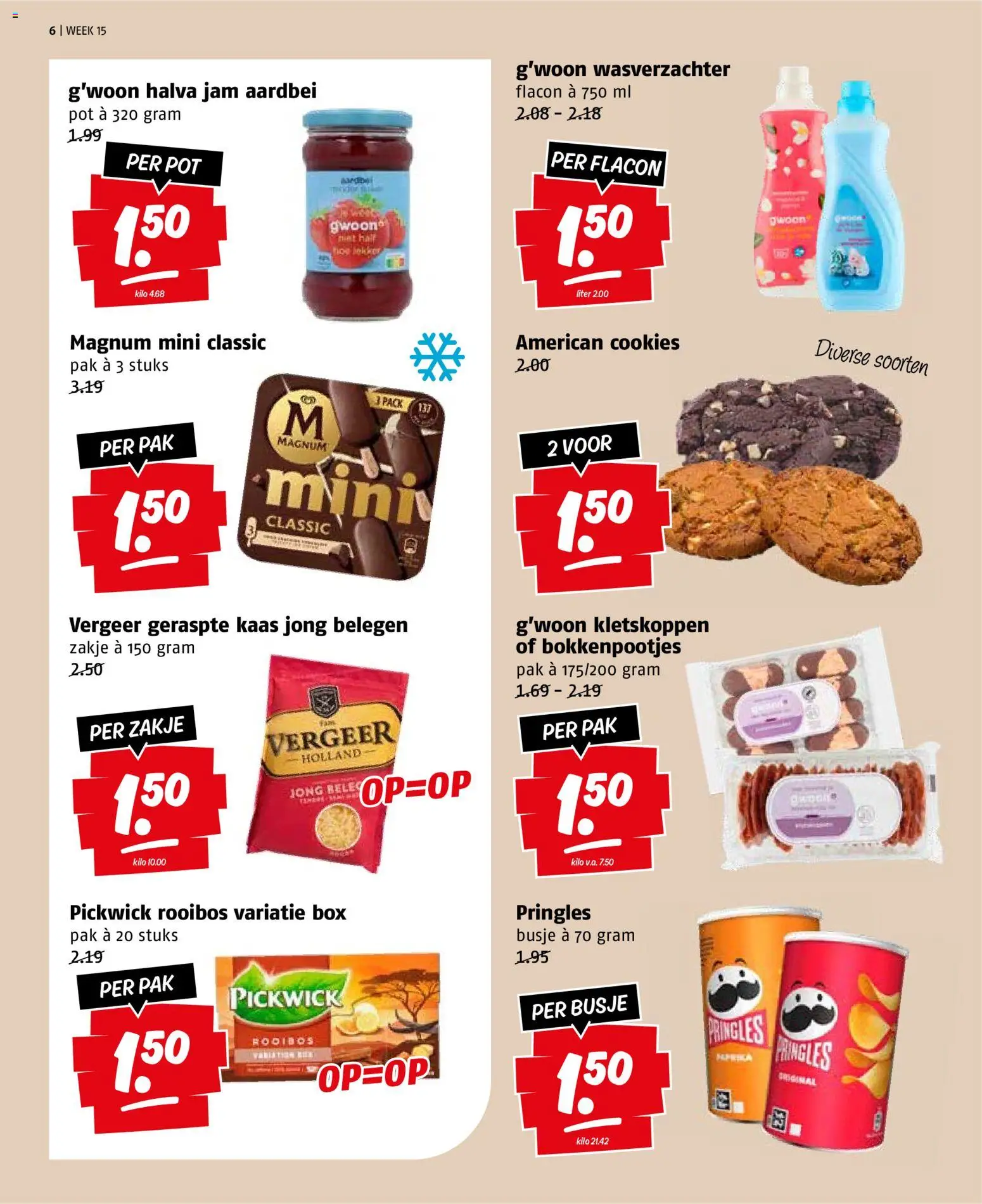 {H1} | Pagina: 6 | Producten: Wasverzachter, Kaas, Pringles, Aardbei