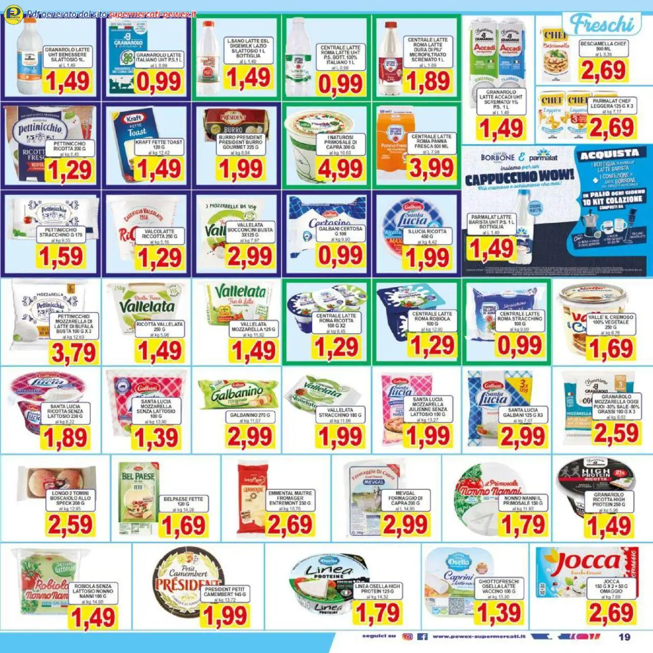 Volantino Pewex del 17.10.2025 | Pagina: 19 | Prodotti: Mozzarella, Tonno, Stracchino, Robiola