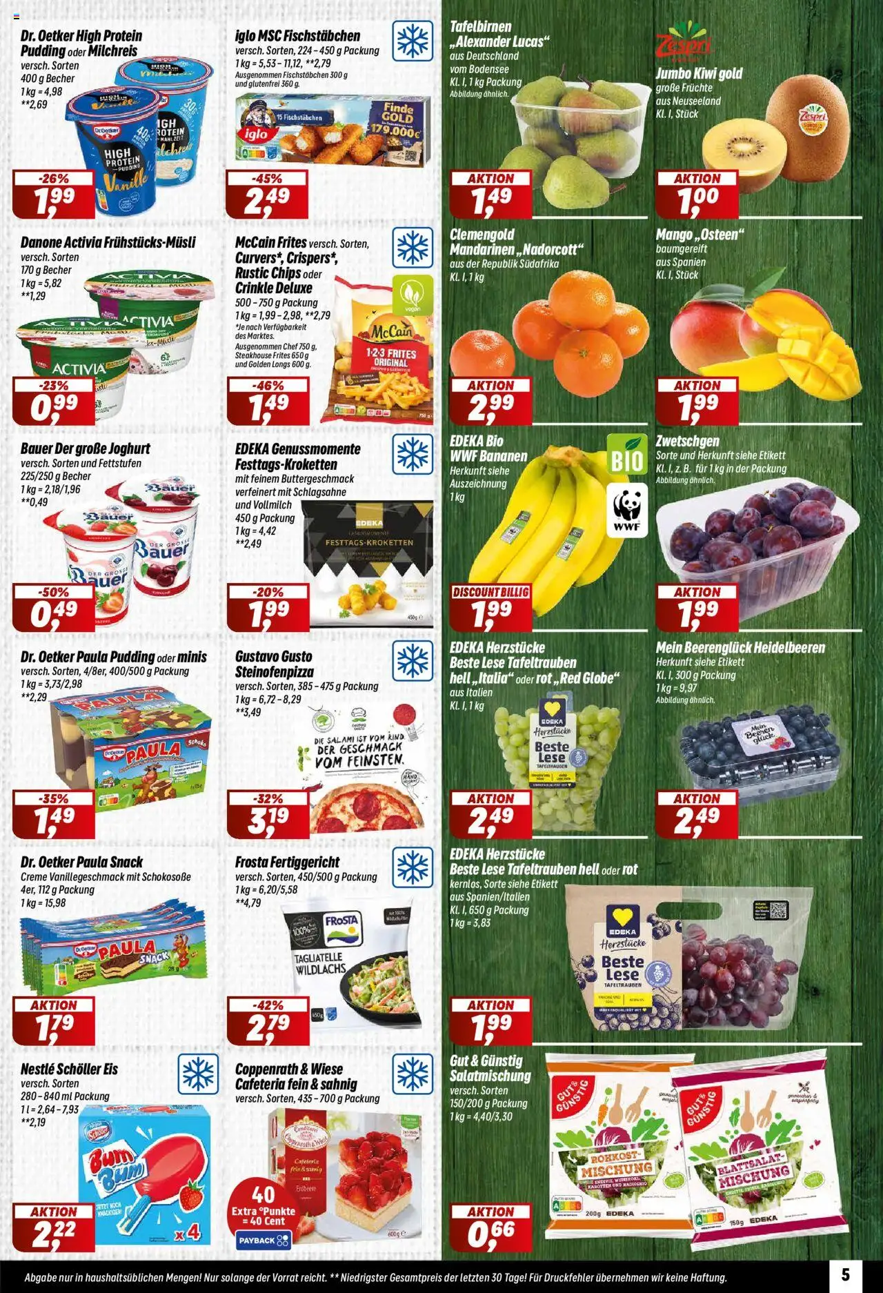 Simmel Prospekt 	 – gültig ab 06.10.2025 | Seite: 5 | Produkte: Activia, Heidelbeeren, Fischstabchen, Eis