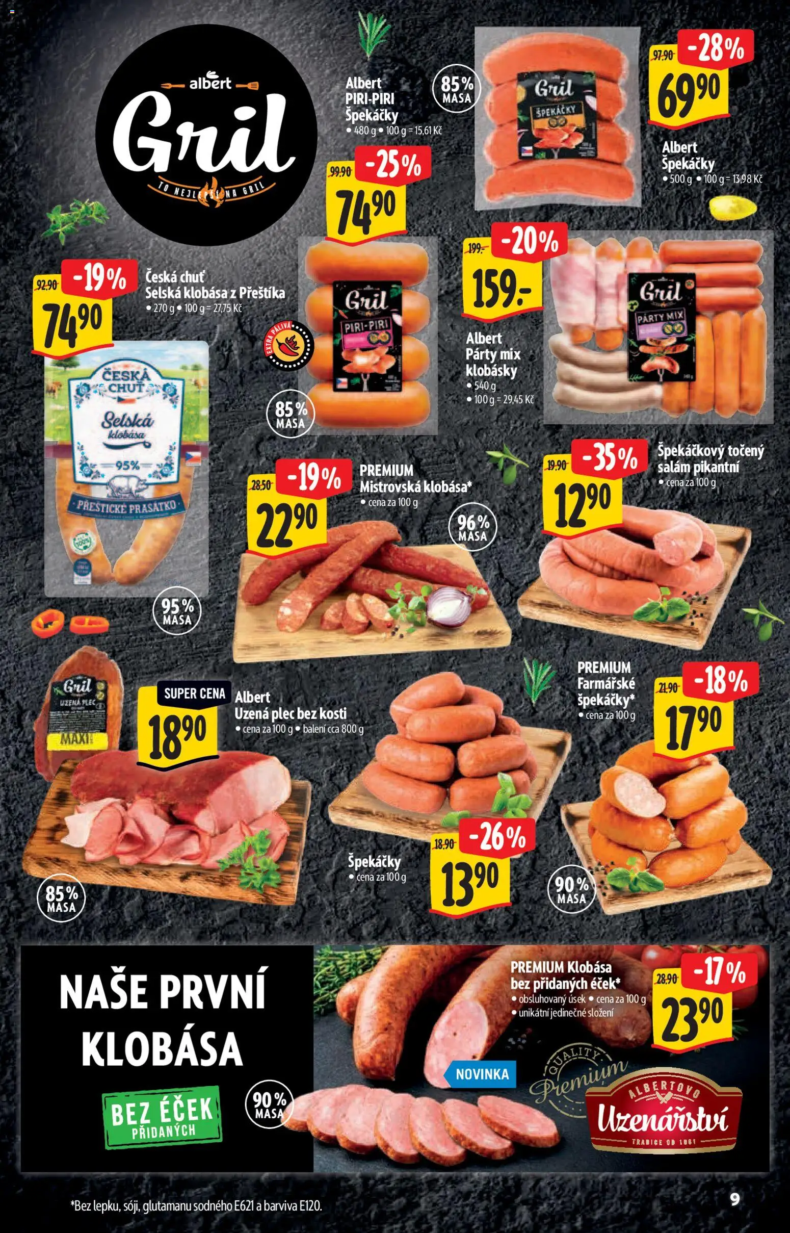 Albert katalog - Hypermarket od 22.04.2026 | Strana: 9 | Produkty: Plec bez kosti, Špekáčky, Party mix, Klobásky