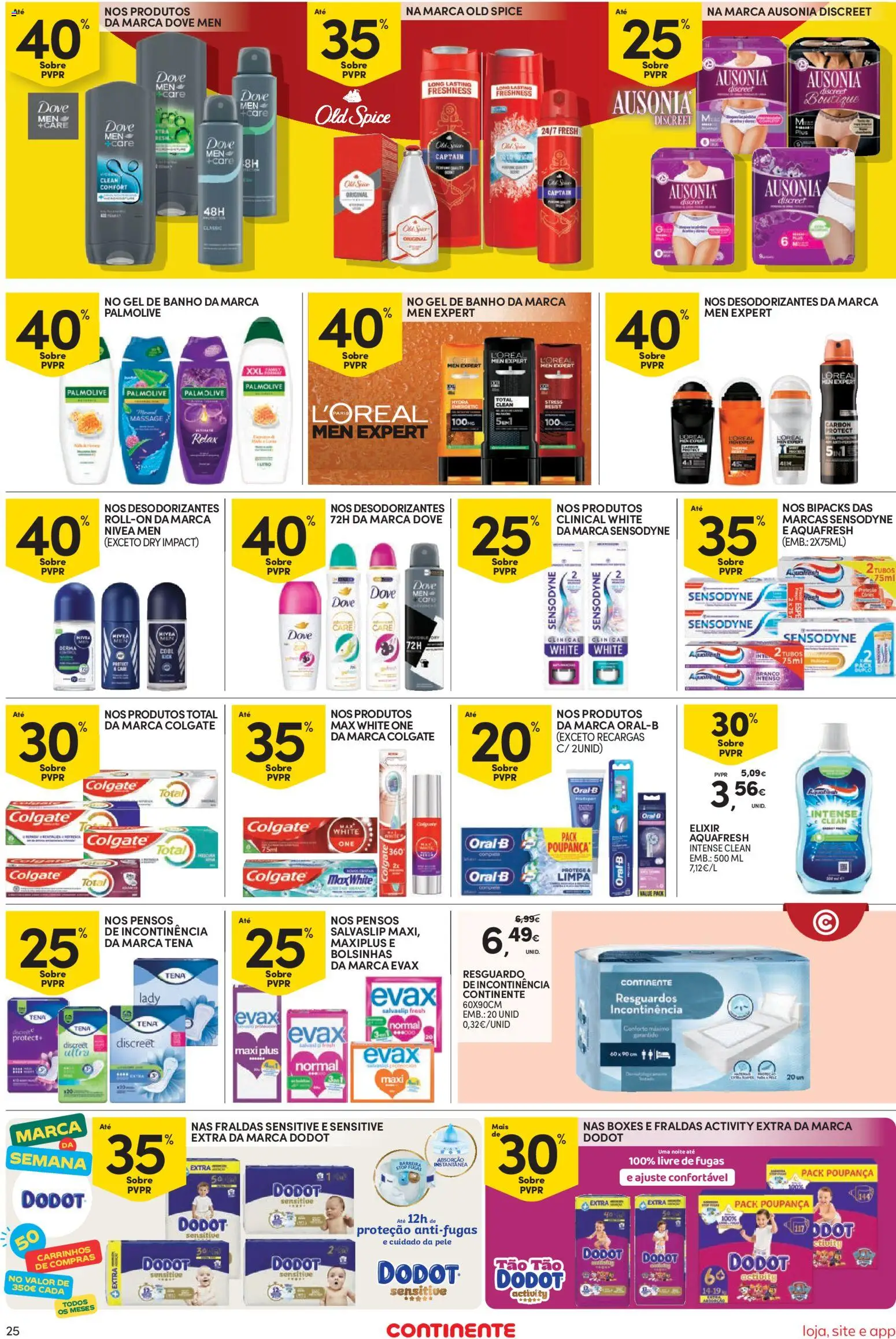 Continente Semanal Continente Bom Dia │ válido de 28.04.2026 | Página: 25 | Produtos: Fraldas, Gel de banho, Banho