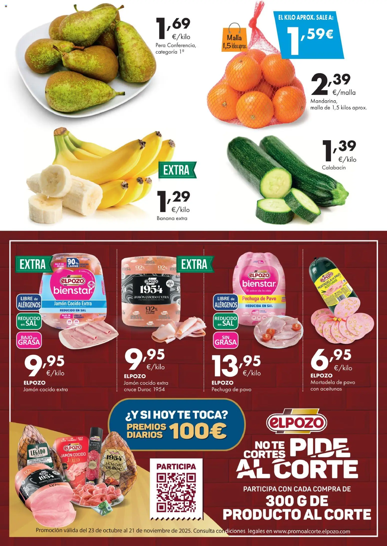 Lupa Supermercados folleto │ válido desde el 23.10.2025 | Página: 3 | Productos: Calabacín, Jamón, Jugo, Mortadela