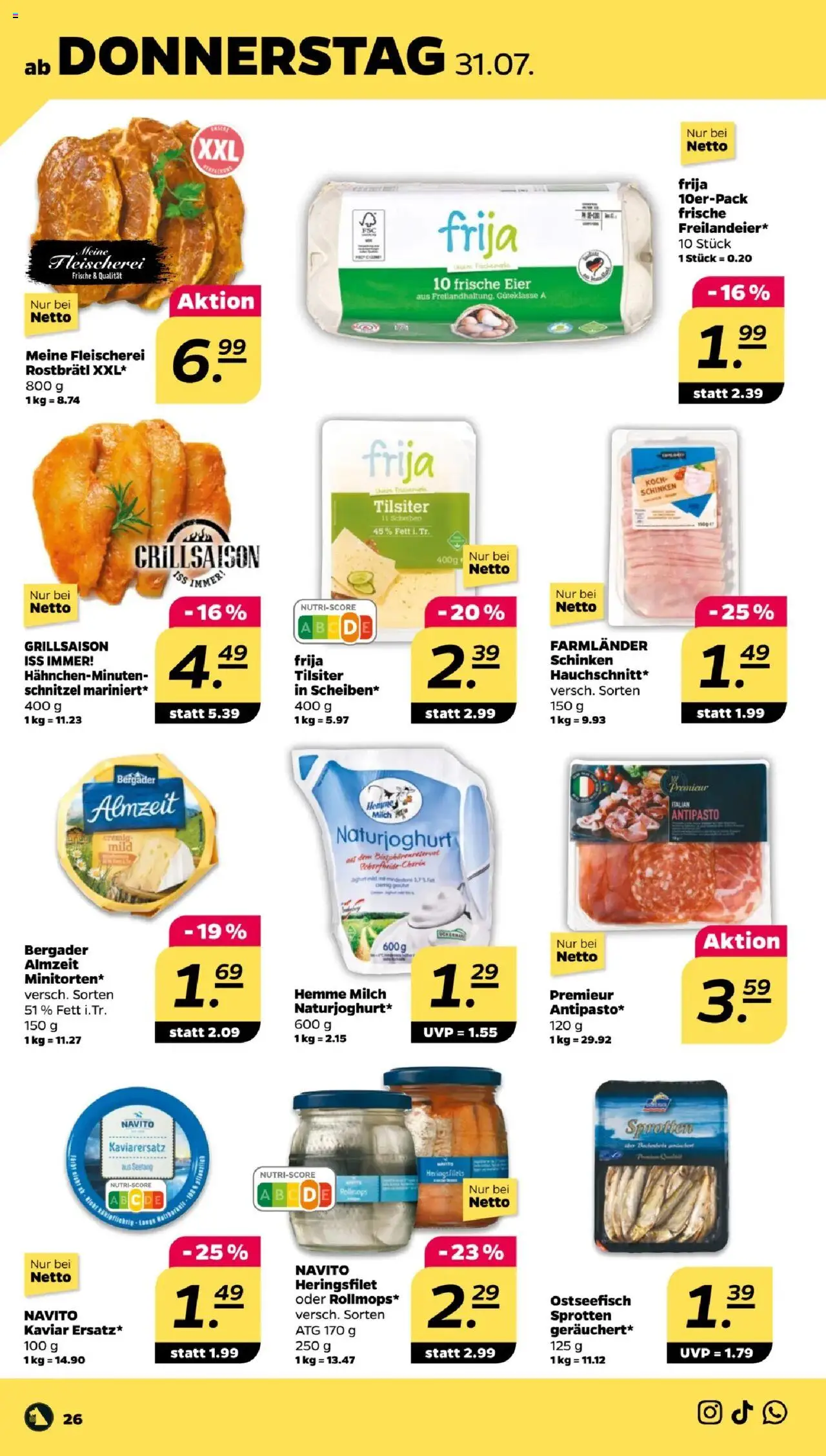 Netto Prospekt 	 - gültig ab dem 28.07.2025 | Seite: 28 | Produkte: Milch, Eier, Schnitzel, Schinken