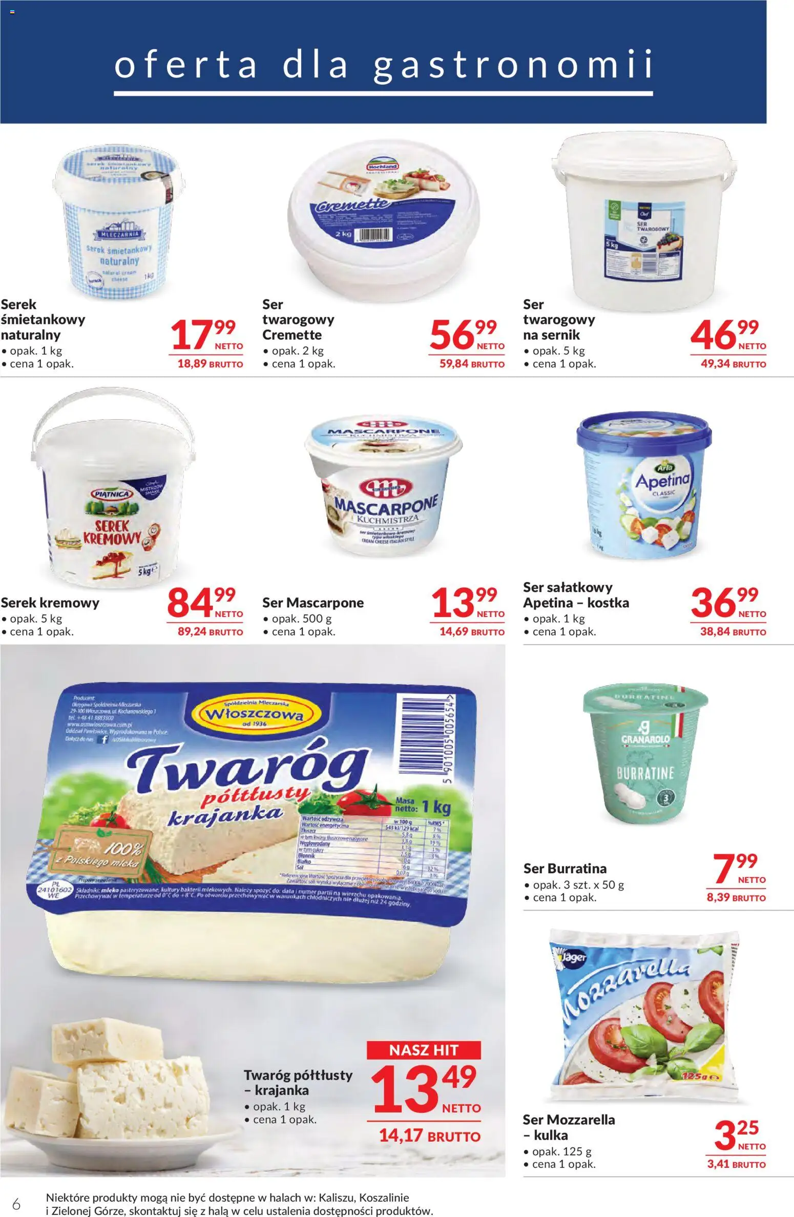 Makro Gazetka - Oferta dla gastronomii od 12.11.2025 | Strona: 6 | Produkty: Cream cheese, Mleka, Mozzarella, Twaróg