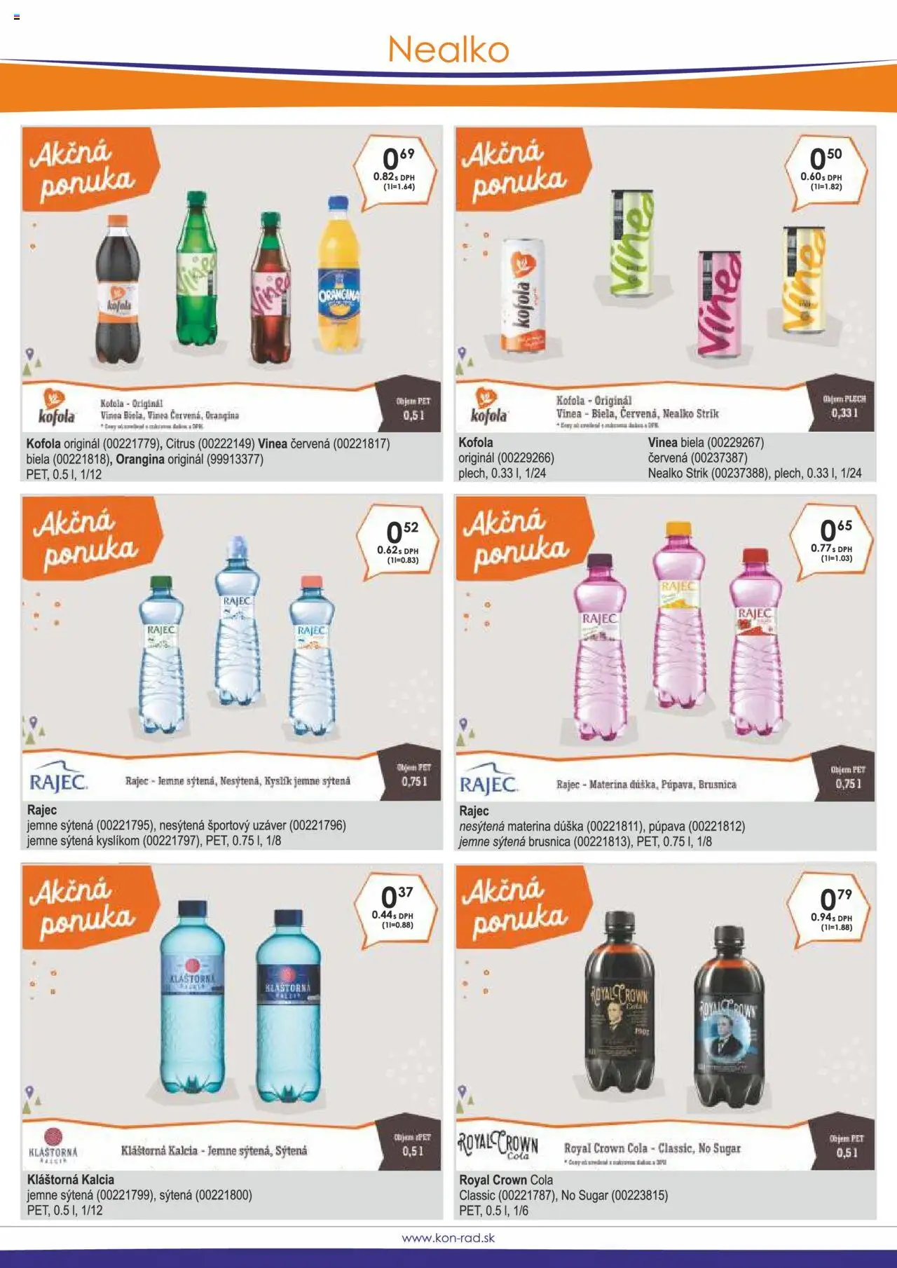 KON - RAD leták │ platný od 01.08.2025 | Strana: 31 | Produkty: Rajec, Kofola, Cola, Vinea