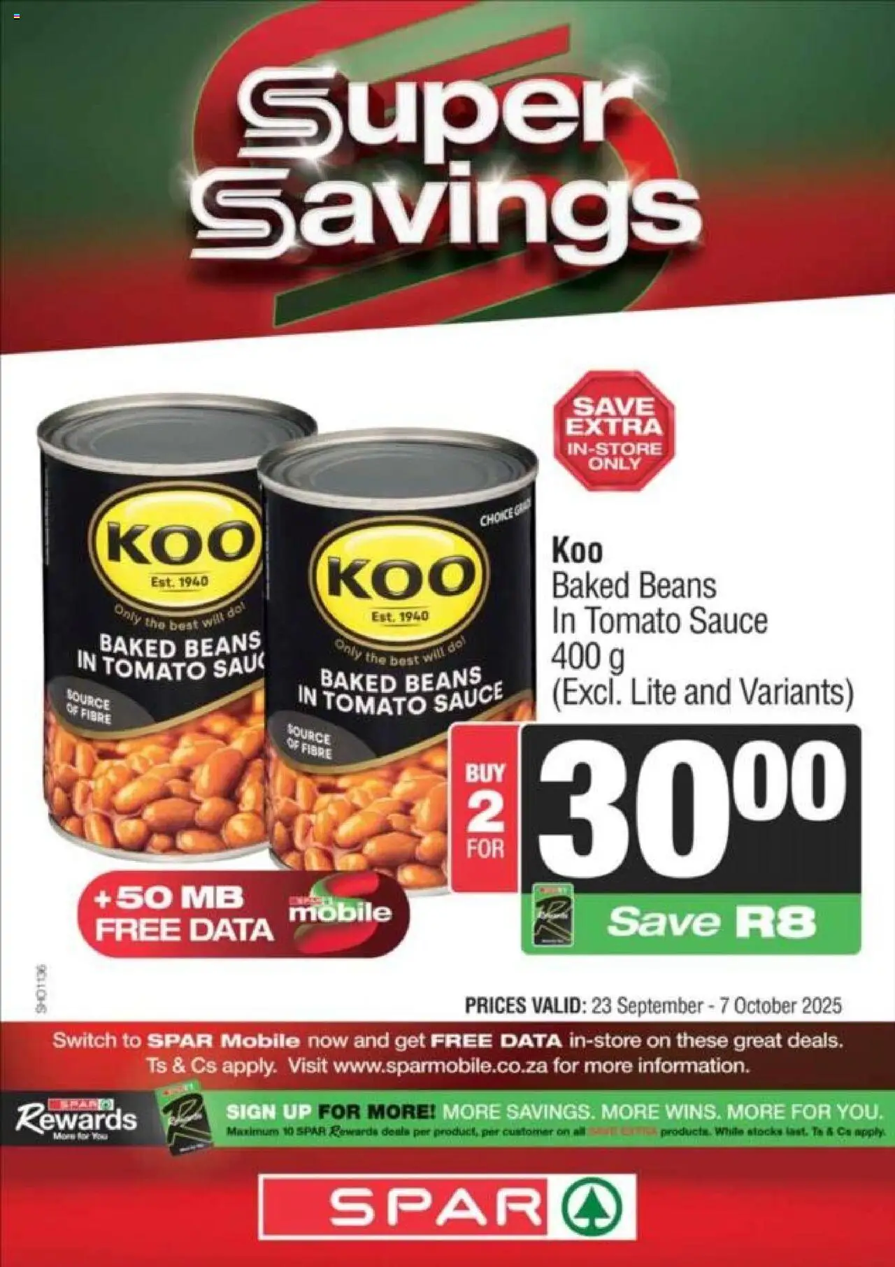 New KWIKSPAR catalogue – valid from 23.09.2025 | Page: 1 | Products: Data, Baked beans, Tomato sauce, Sauce