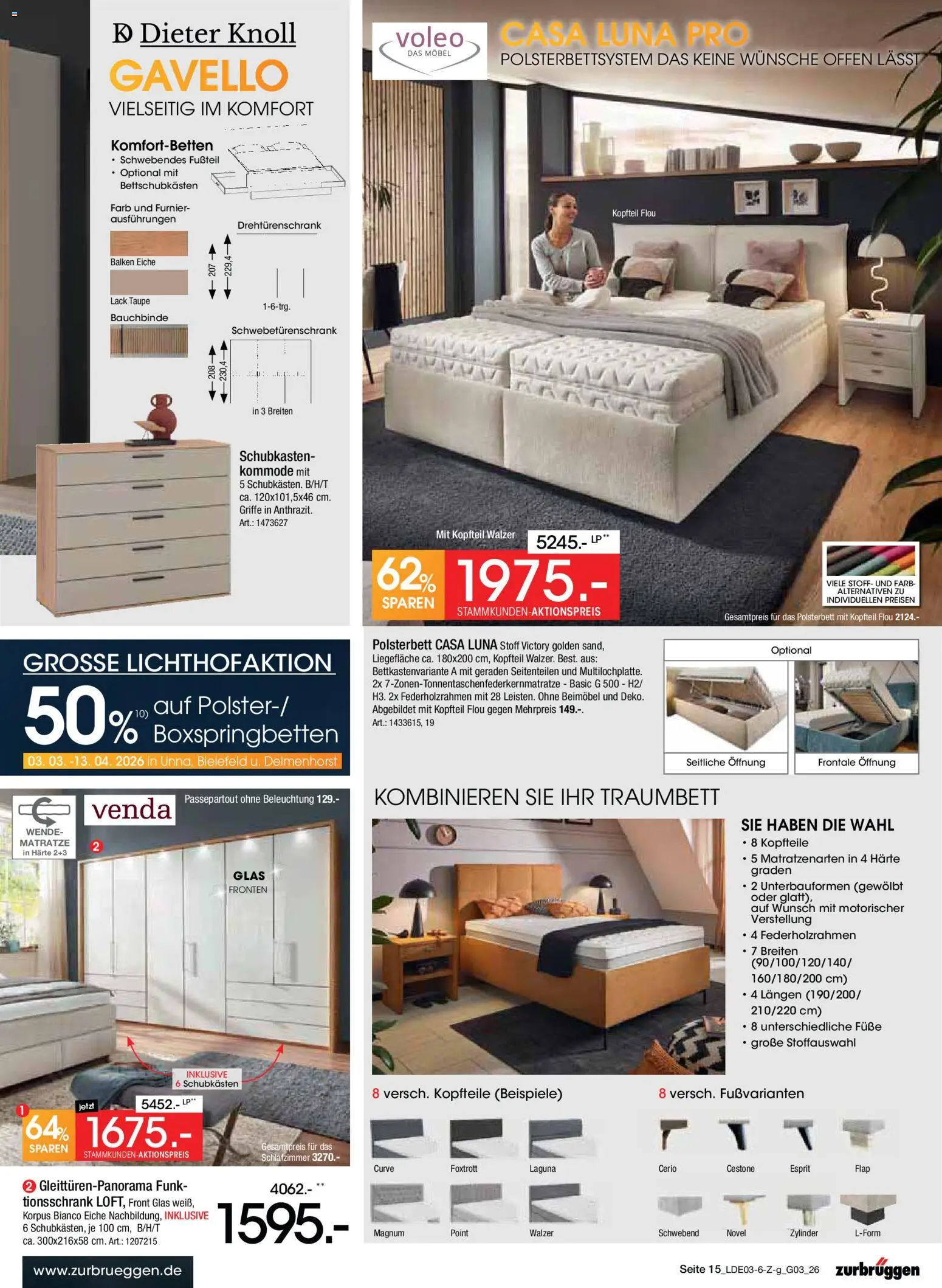 Zurbrüggen Bonus Sonder-Tage – gültig ab 15.03.2026 | Seite: 29 | Produkte: Matratze, Kommode, Schwebetürenschrank, Drehtürenschrank