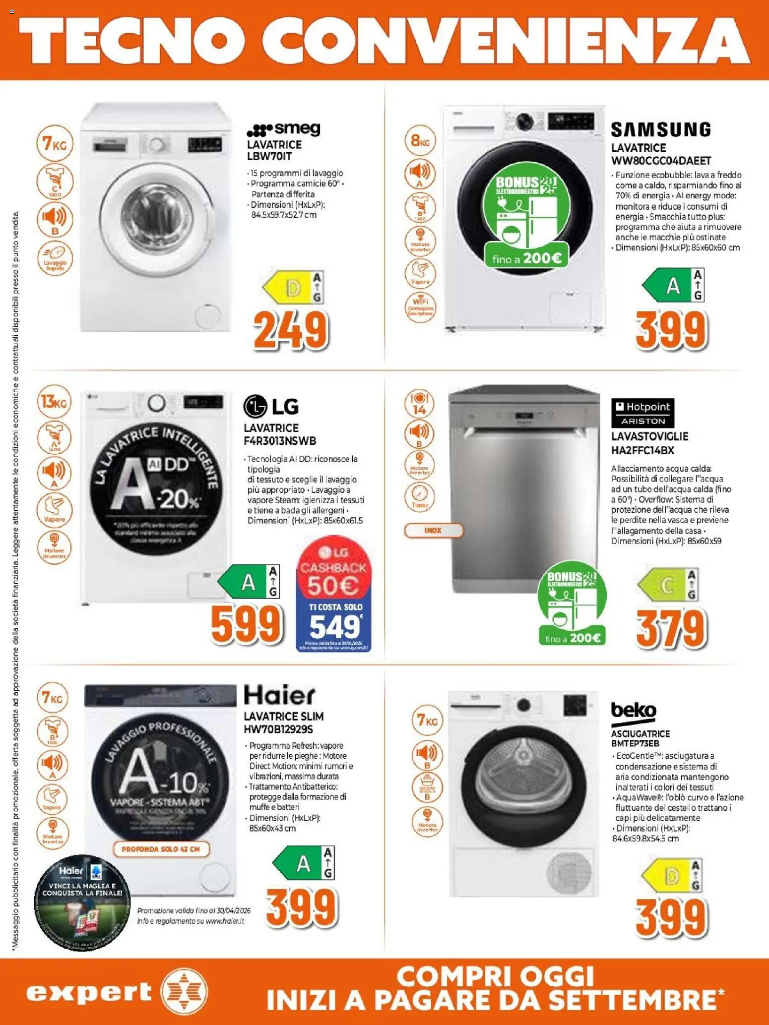 Volantino Expert del 26.03.2026 | Pagina: 16 | Prodotti: Acqua, Lavatrice, Asciugatrice, Aria condizionata