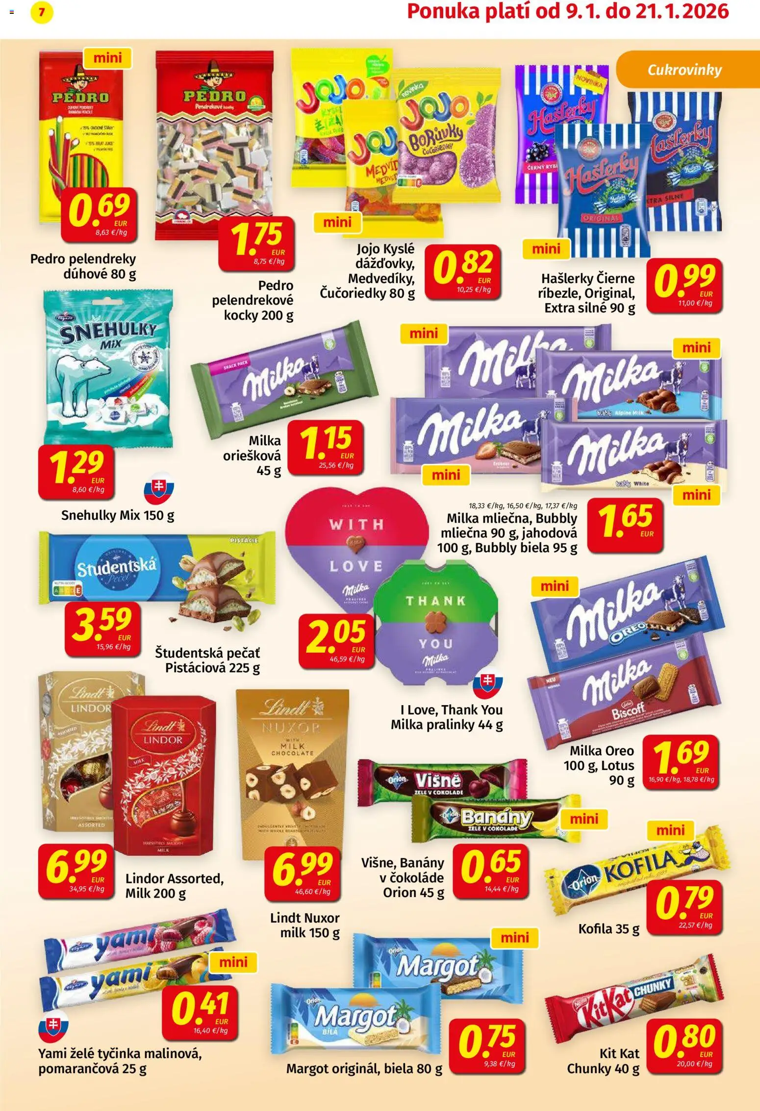 Nové Koruna akcie – leták je platný od 09.01.2026 | Strana: 7 | Produkty: Banány, Čučoriedky, Študentská pečať, Milka