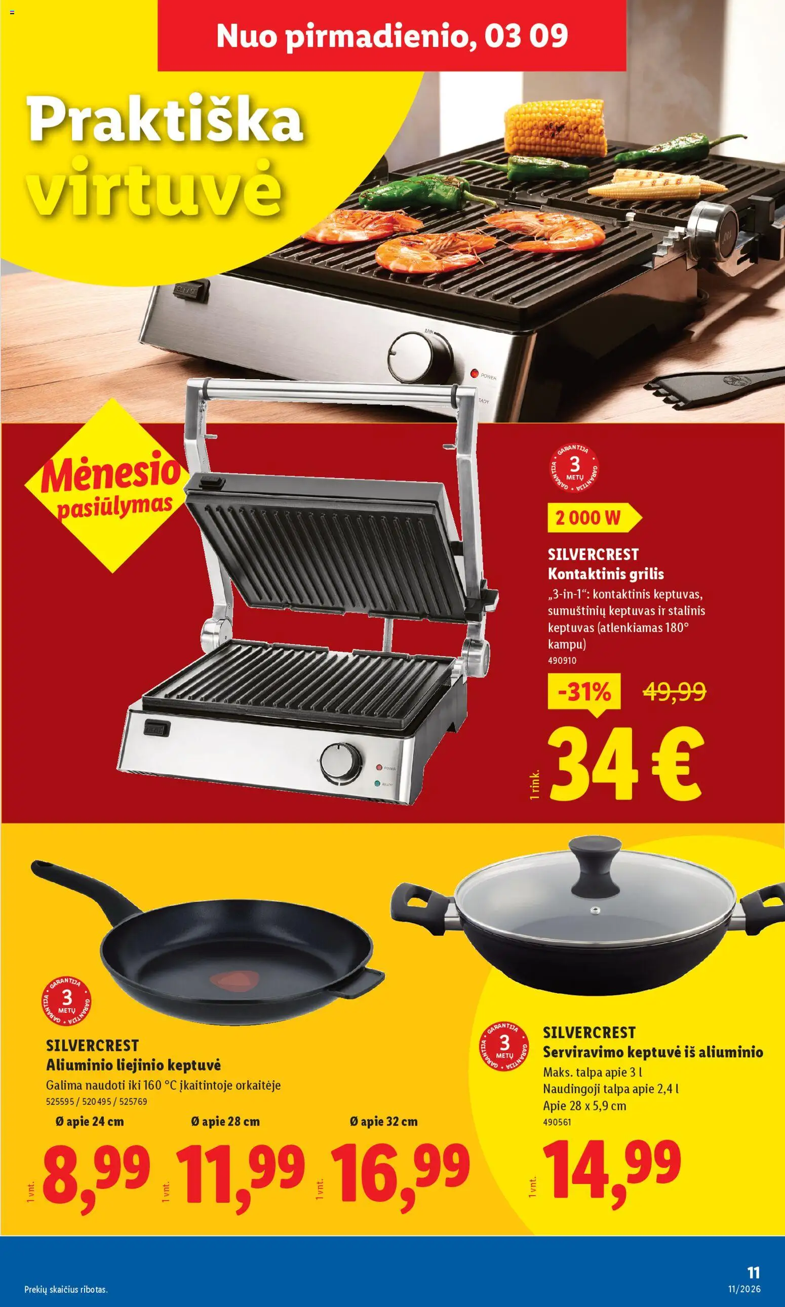LIDL akcijos nuo 09.03.2026 | Puslapis: 11 | Prekių: Keptuvė, Grilis