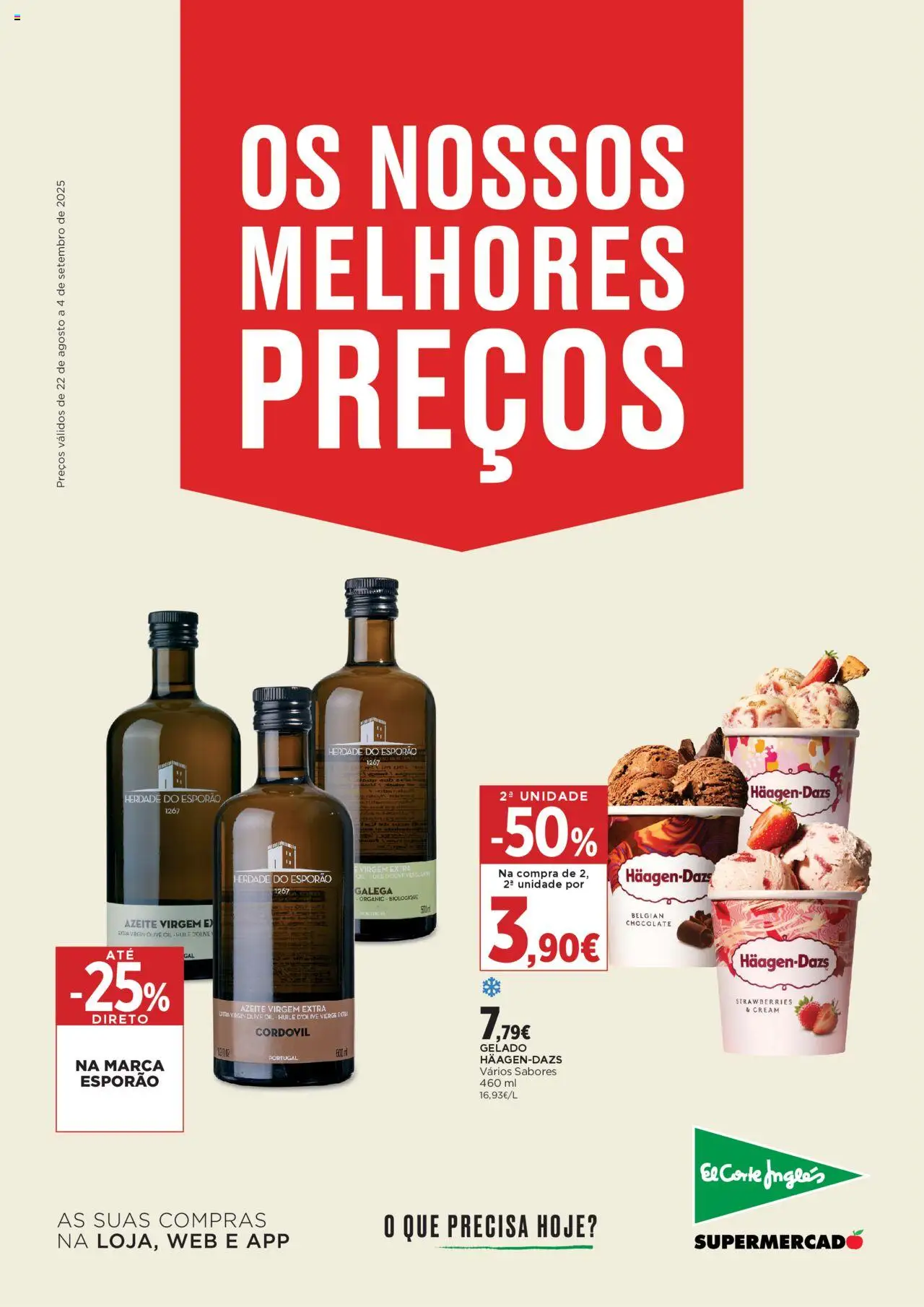El Corte Ingles folheto │ válido de 22.08.2025 | Página: 1 | Produtos: Azeite, Gelado, Chocolate