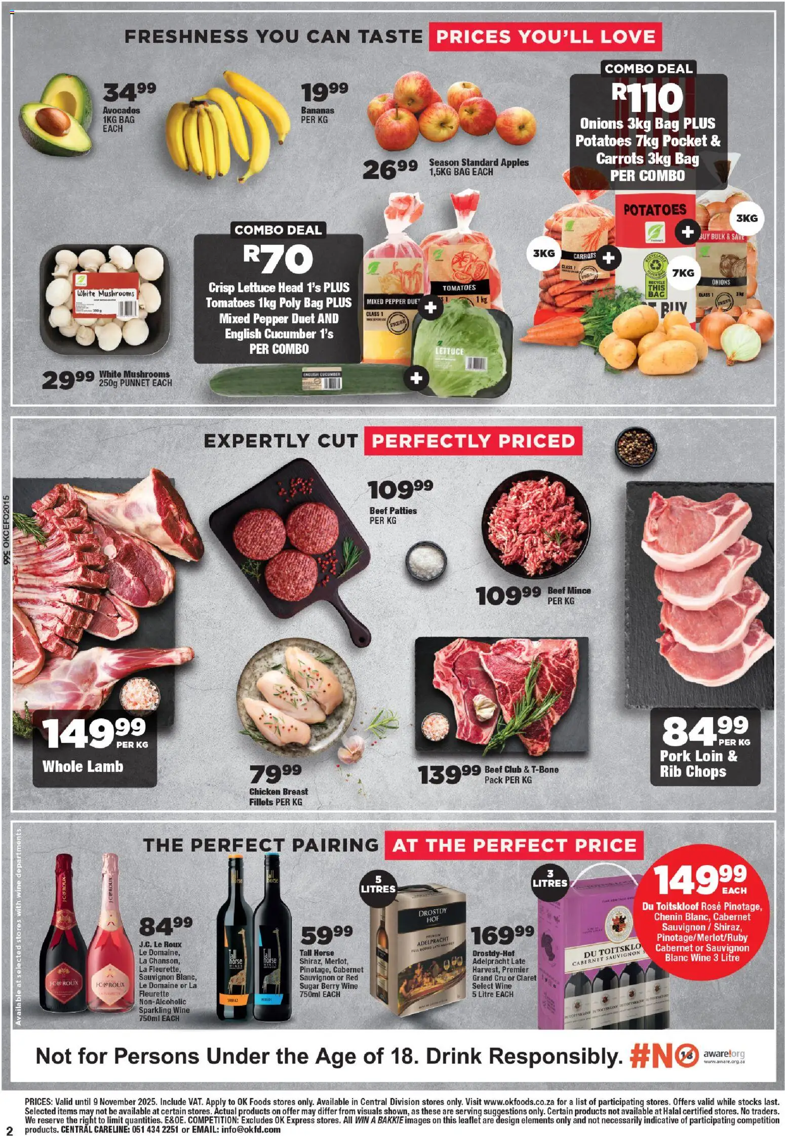 New OK Foods catalogue – valid from 24.10.2025 | Page: 2 | Products: Apples, Tomatoes, Avocados, Lettuce