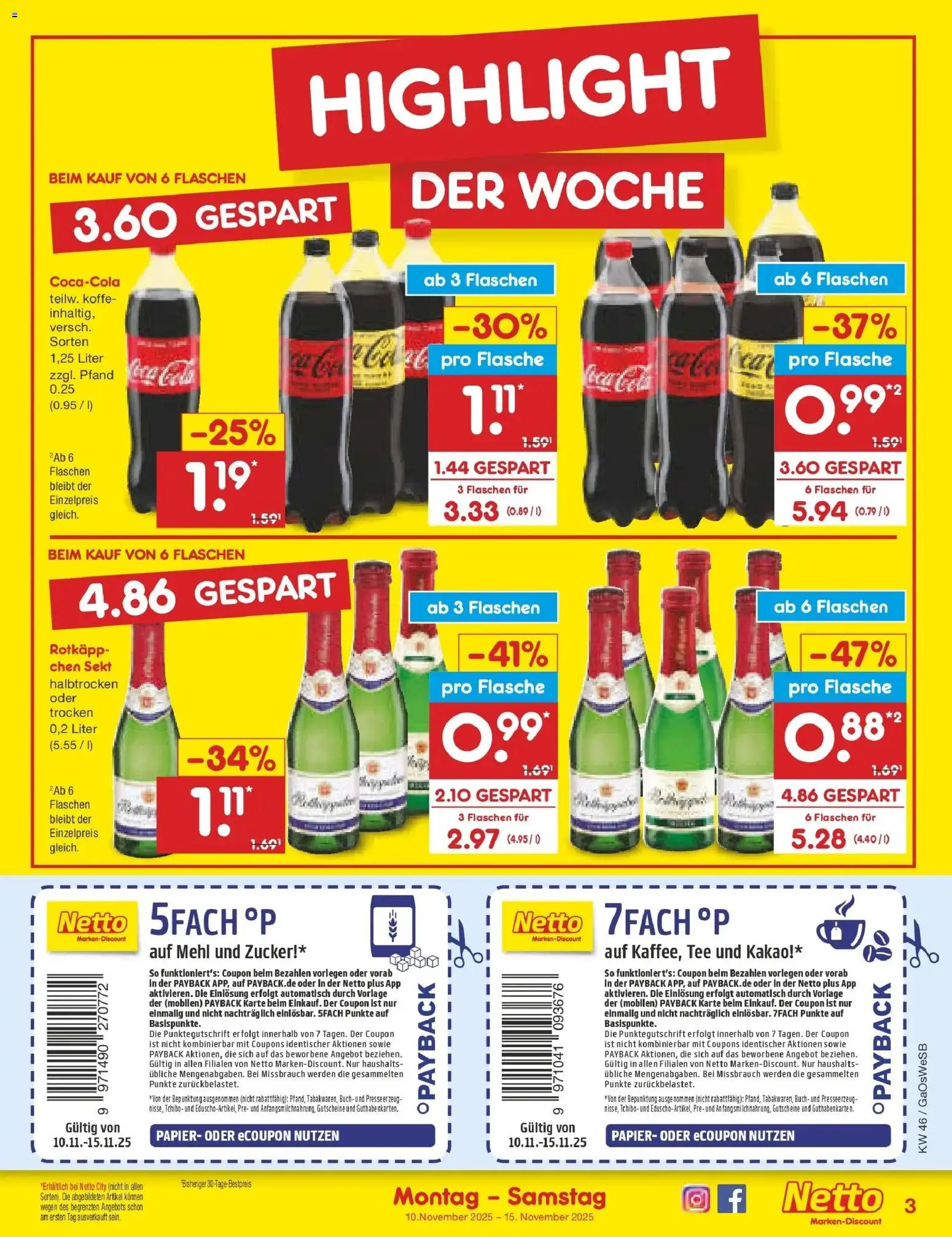 Netto Marken-Discount - Netto: Wochenangebote – gültig ab 10.11.2025 | Seite: 3 | Produkte: Coca cola, Sekt, Zucker, Tee