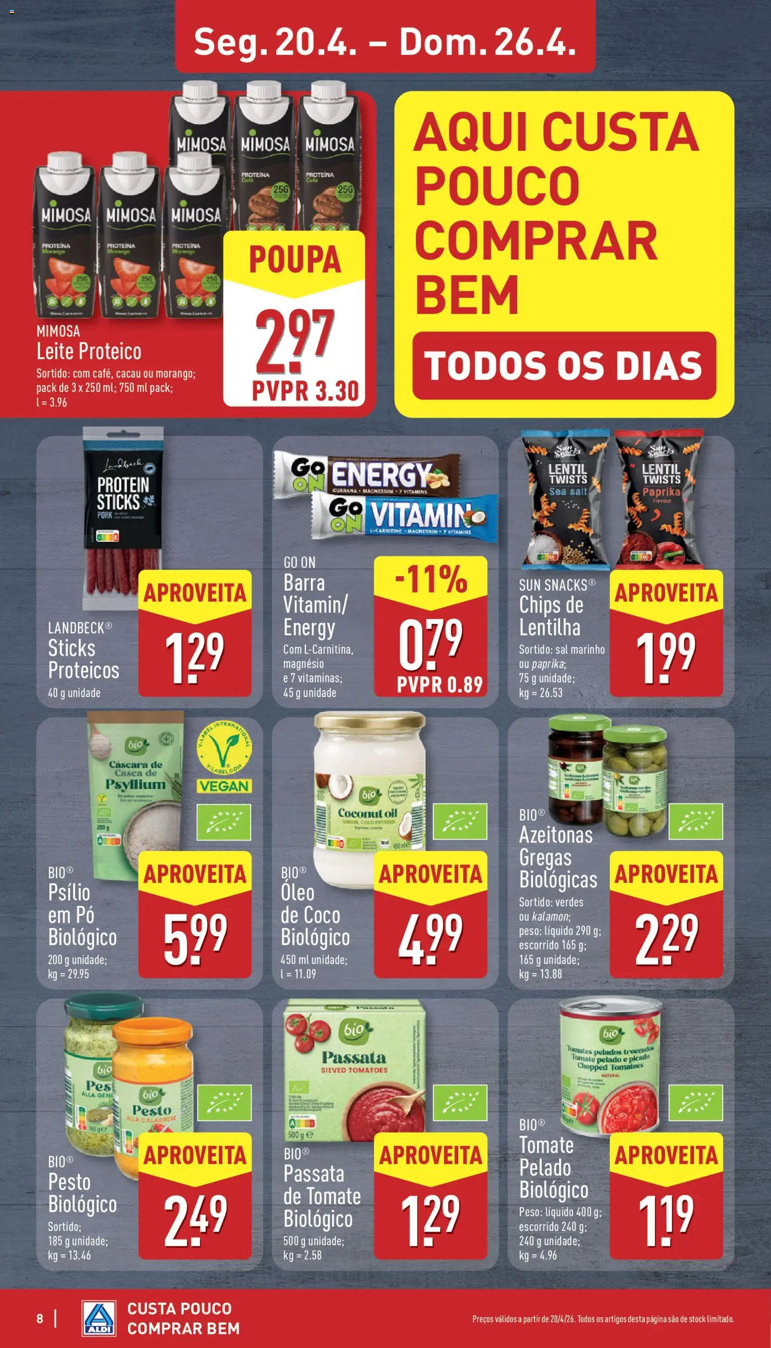 Aldi folheto │ válido de 20.04.2026 | Página: 8 | Produtos: Azeitonas, Psyllium, Sal, Óleo
