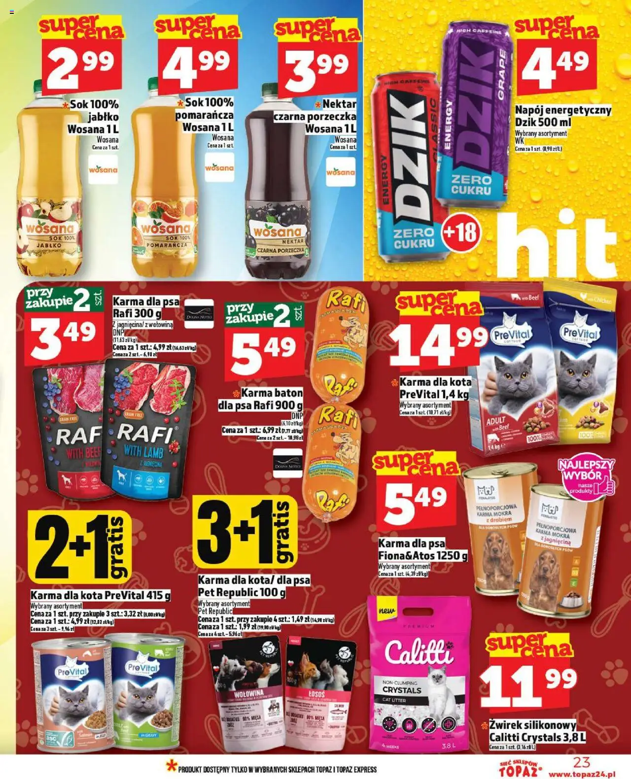 Topaz Gazetka - Ceny małe na stałe od 18.09.2025 | Strona: 23 | Produkty: Łosoś, Porzeczka, Karma dla kota, Wołowina