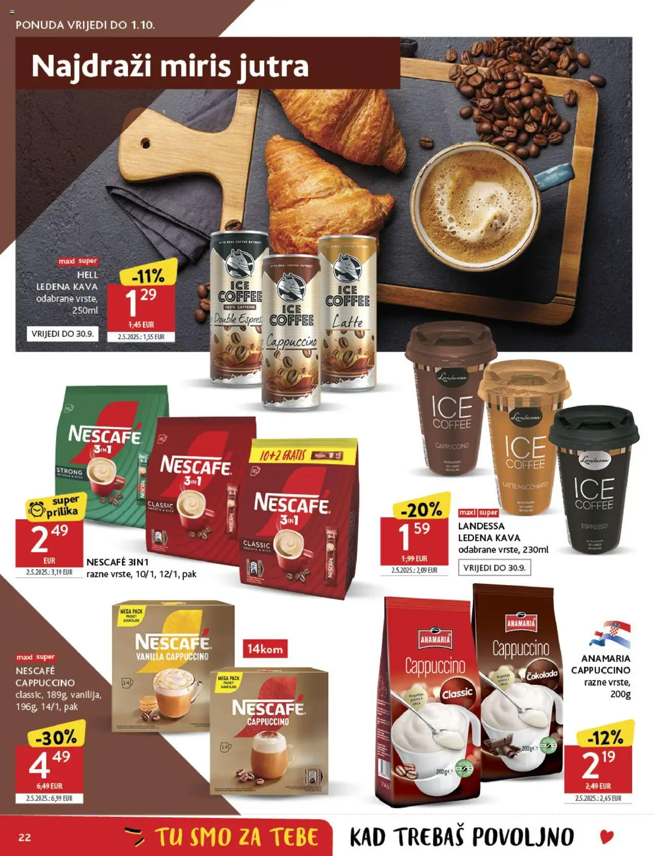Konzum HR akciós ujság - amely érvényes a következő dátumtól: 24.09.2025 | Oldal: 22 | Termékek: Nescafé, Cappuccino