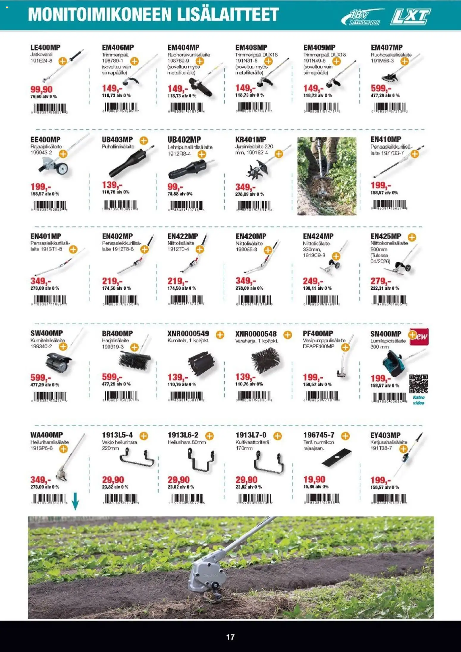 Makita tarjoukset - LXT Puutarha 2026 – voimassa 07.04.2026 alkaen | Sivu: 17 | Tuotteet: Video