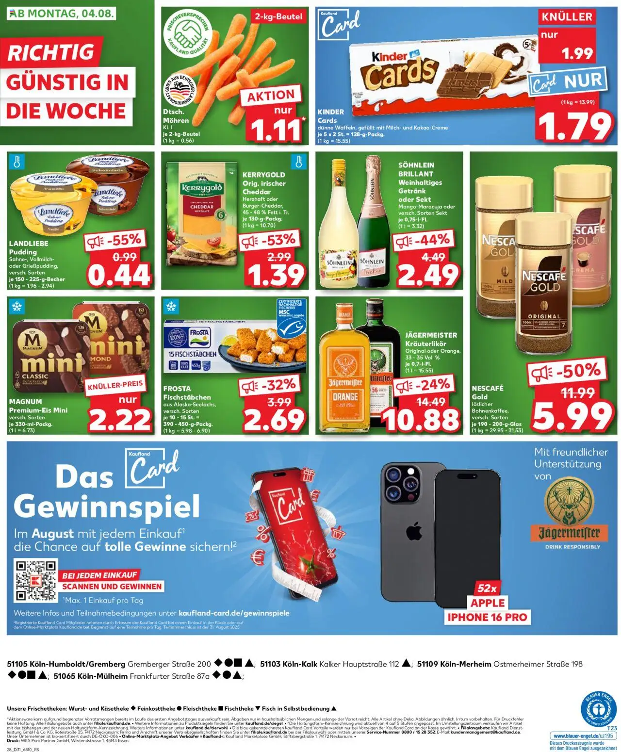 Kaufland prospekt Köln	 - gültig ab dem 31.07.2025 | Seite: 28 | Produkte: Pudding, Iphone, Fisch, Smartphone