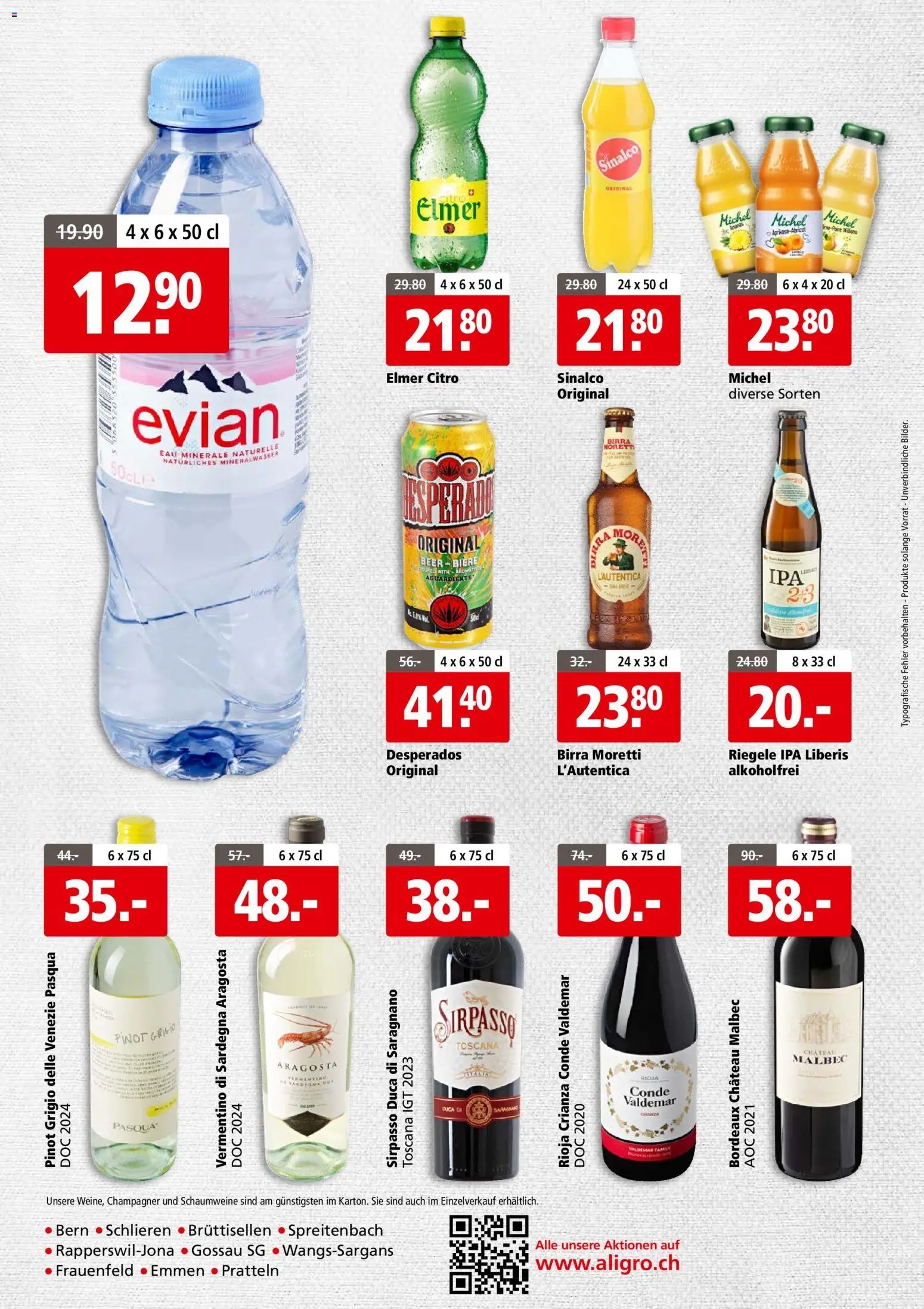Aligro Aktionen Businesskunden - Schlieren, Gossau SG, Frauenfeld, Rapperswil-Jona, Sargans, Bern, Brüttisellen, Pratteln, Emmen, Spreitenbach – gültig ab 12.01.2026 | Seite: 4 | Produkte: Mineralwasser
