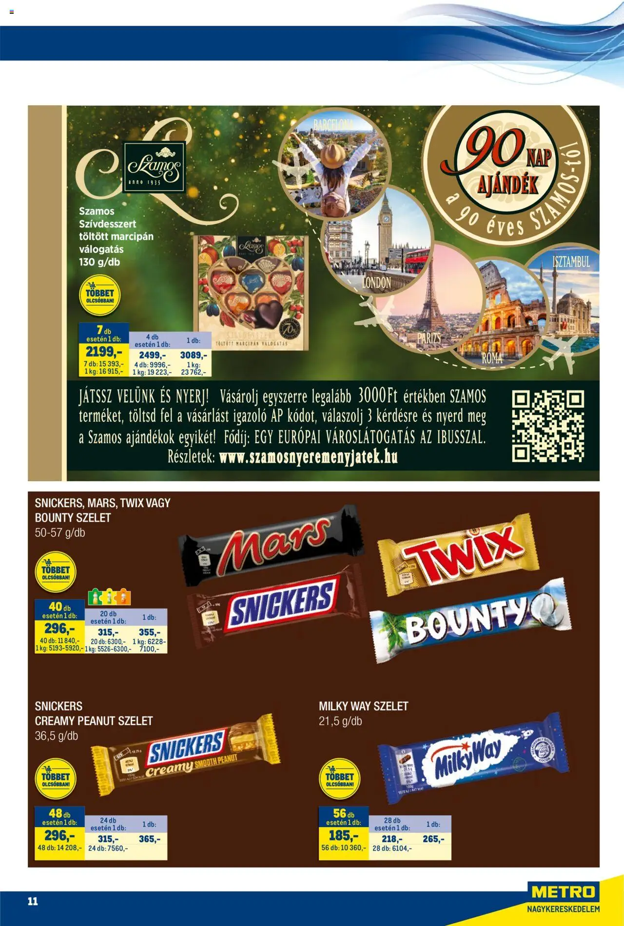 Metro akciós ujság - amely érvényes a következő dátumtól: 16.10.2025 | Oldal: 11 | Termékek: Marcipan, Snickers
