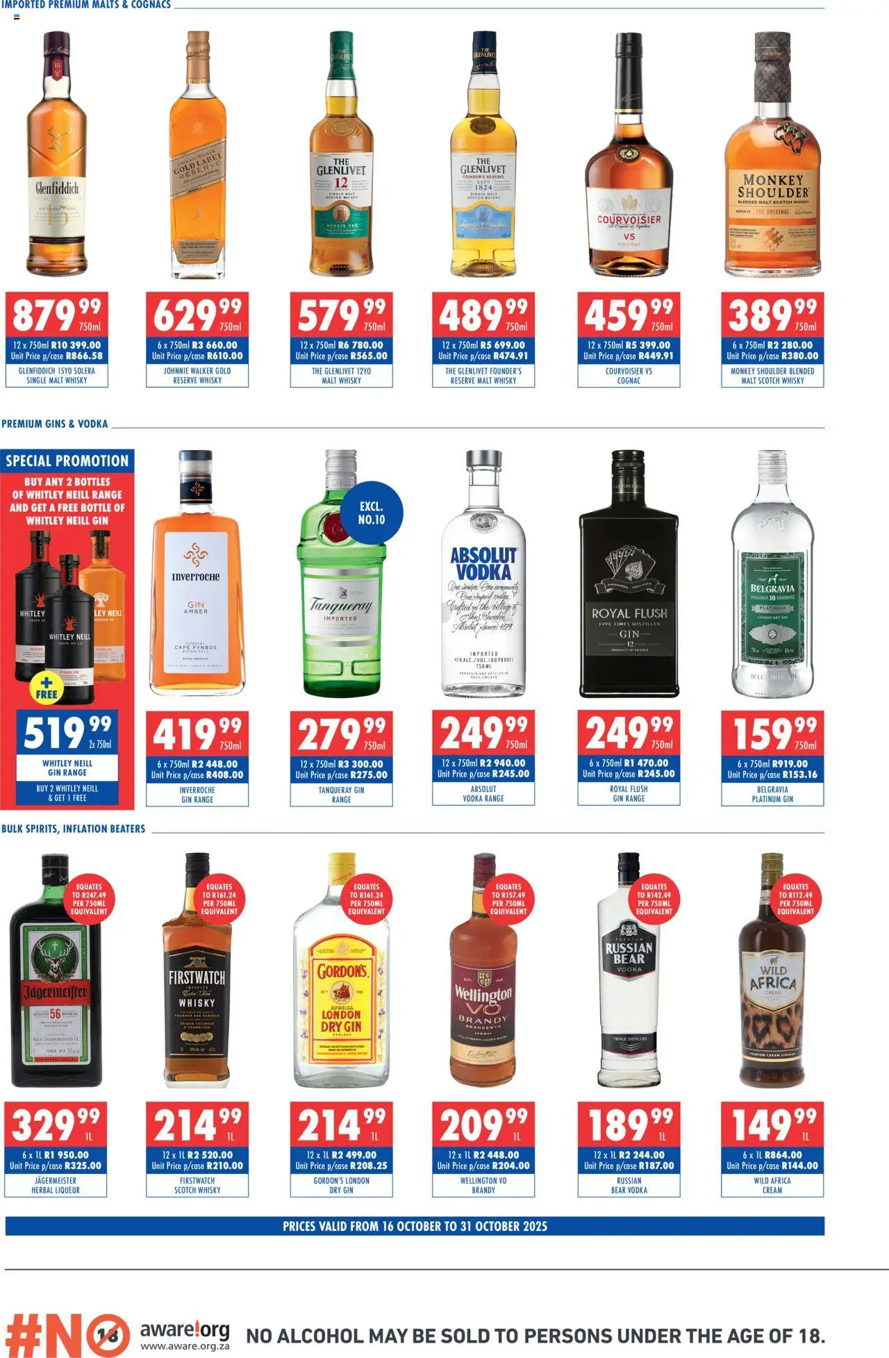 New Ultra Liquors catalogue – valid from 16.10.2025 | Page: 2 | Products: Brandy, Gin, Cream, Ensalada de quino
