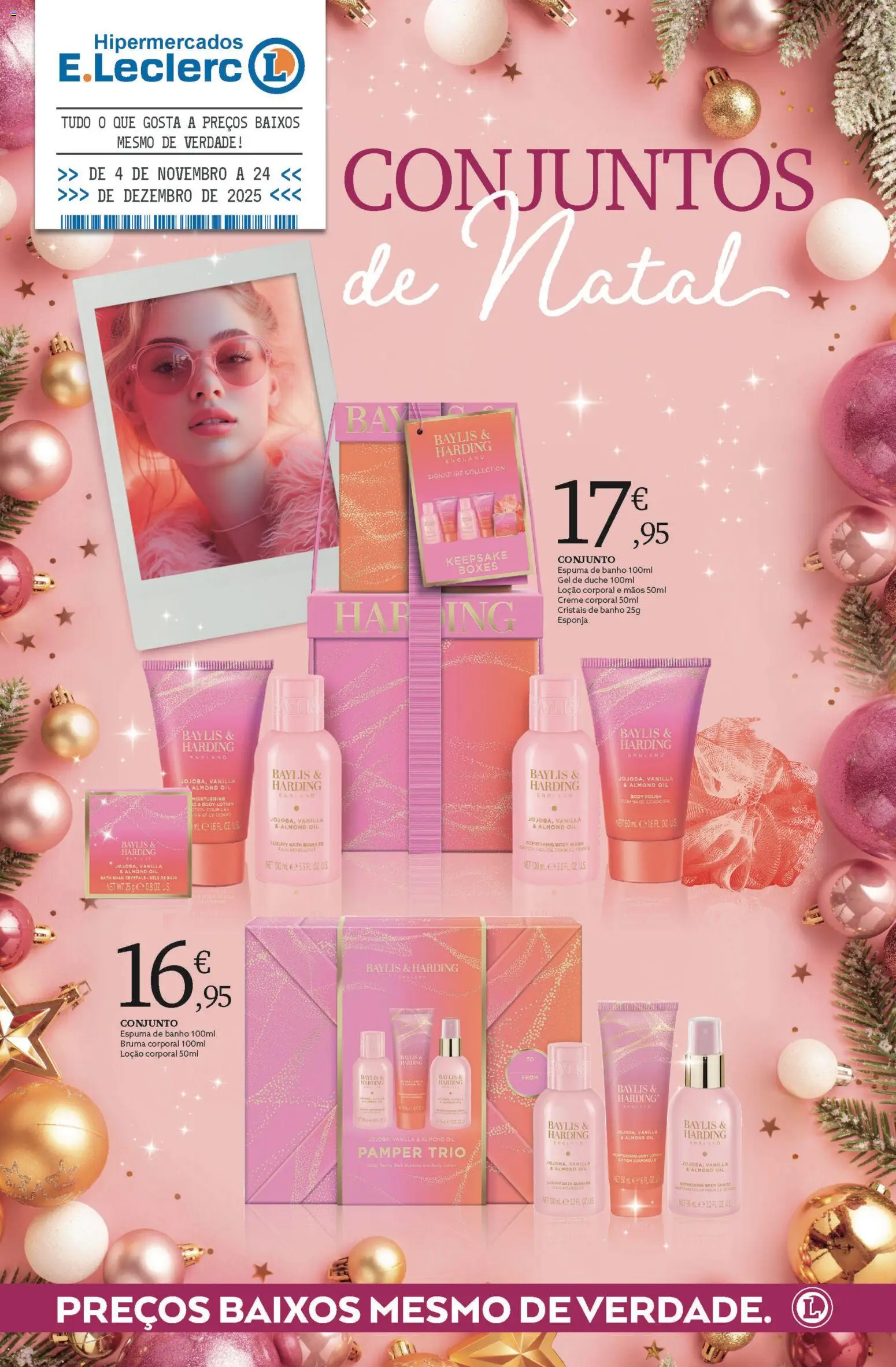 E.Leclerc - Folheto Conjuntos de Natal │ válido de 04.11.2025 | Página: 1 | Produtos: Esponja, Creme corporal, Banho, Creme