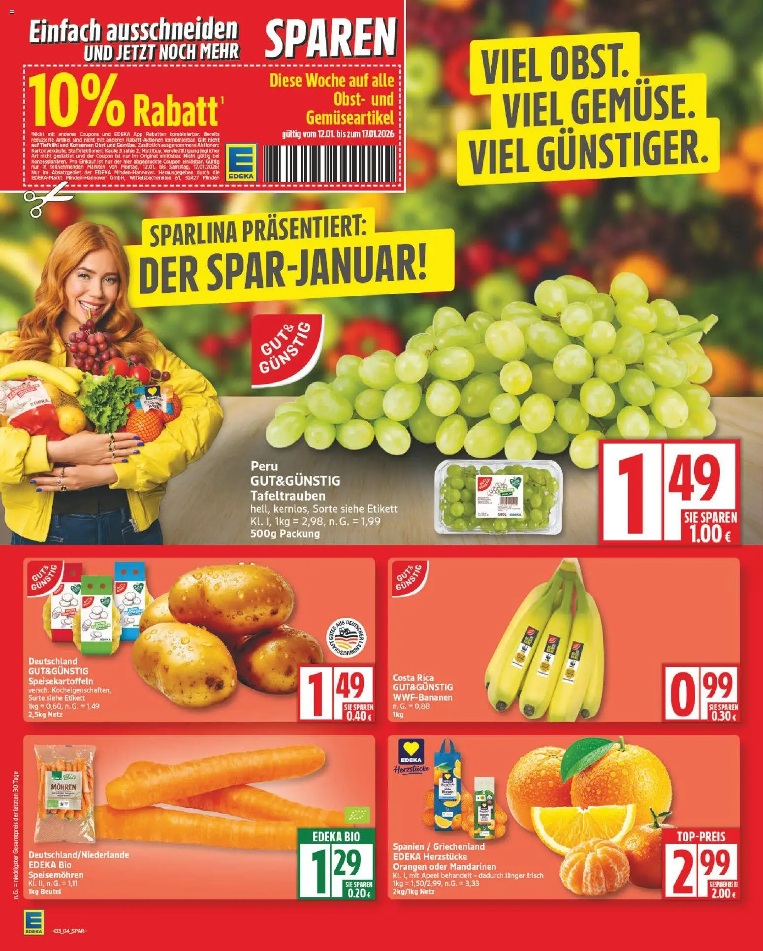 Edeka Prospekt 	 – gültig ab 12.01.2026 | Seite: 4 | Produkte: Mandarinen, Orangen, Mohren, Obst