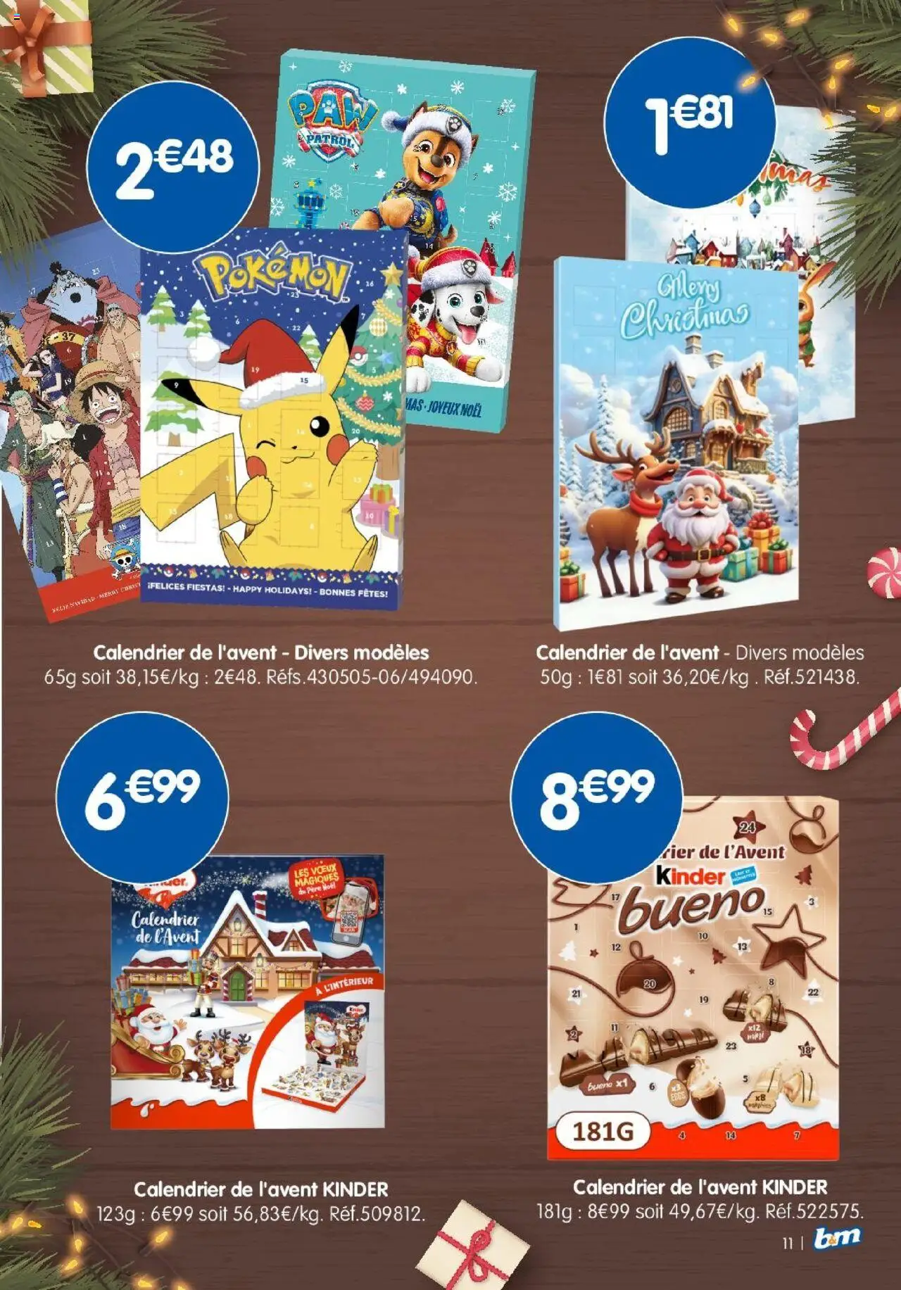{H1} | Page: 11 | Produits: Calendrier, Calendrier de l'avent, Calendrier de l'avent kinder