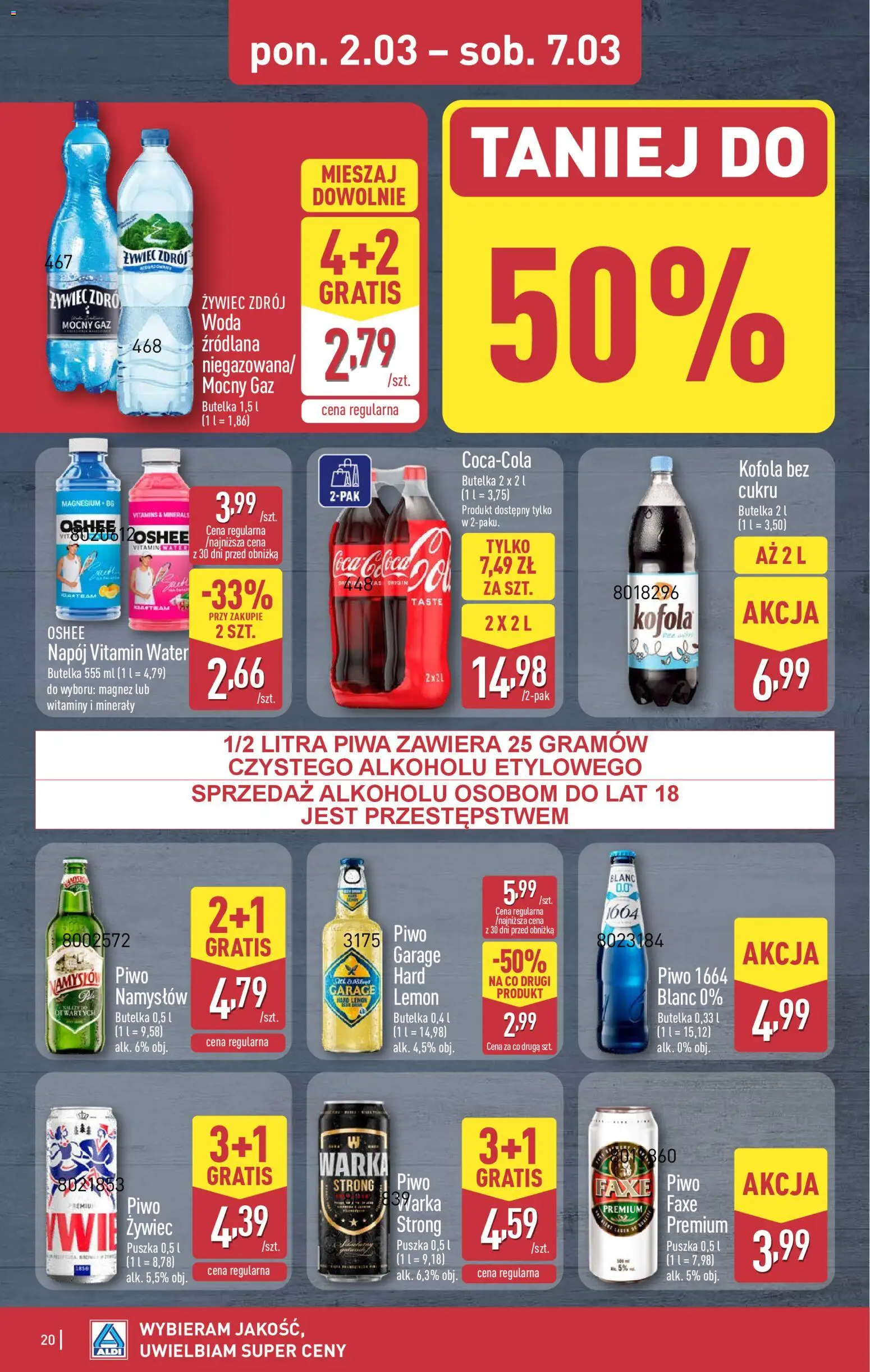 Aldi Polsko leták od 02.03.2026 | Strana: 20 | Produkty: Minerály, Kofola