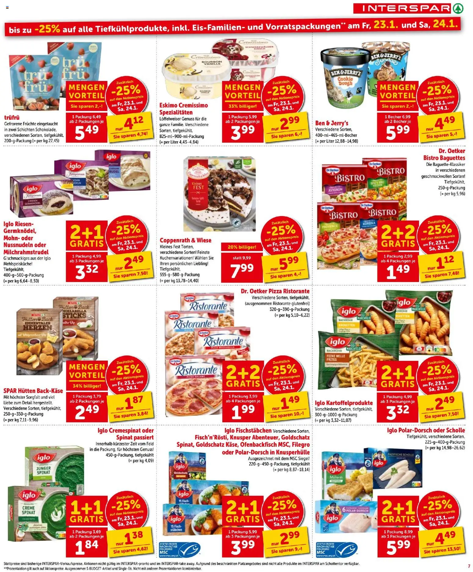 Interspar Flugblatt gültig ab 22.01.2026 | Seite: 7 | Produkte: Creme, Pizza, Fisch, Bourbon