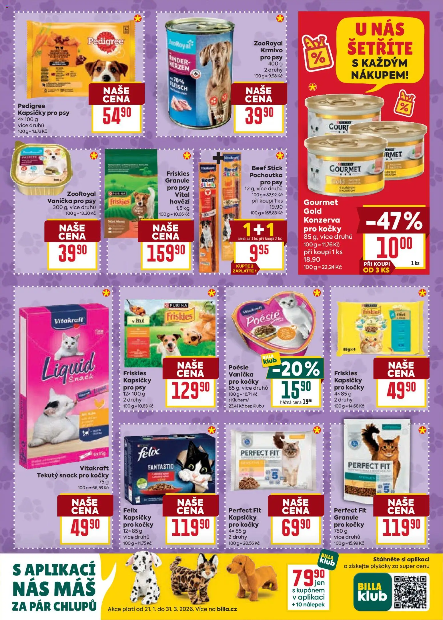 Billa Velký leták od 21.01.2026 | Strana: 31 | Produkty: Felix, Hovězí, Gourmet, Granule pro kočky