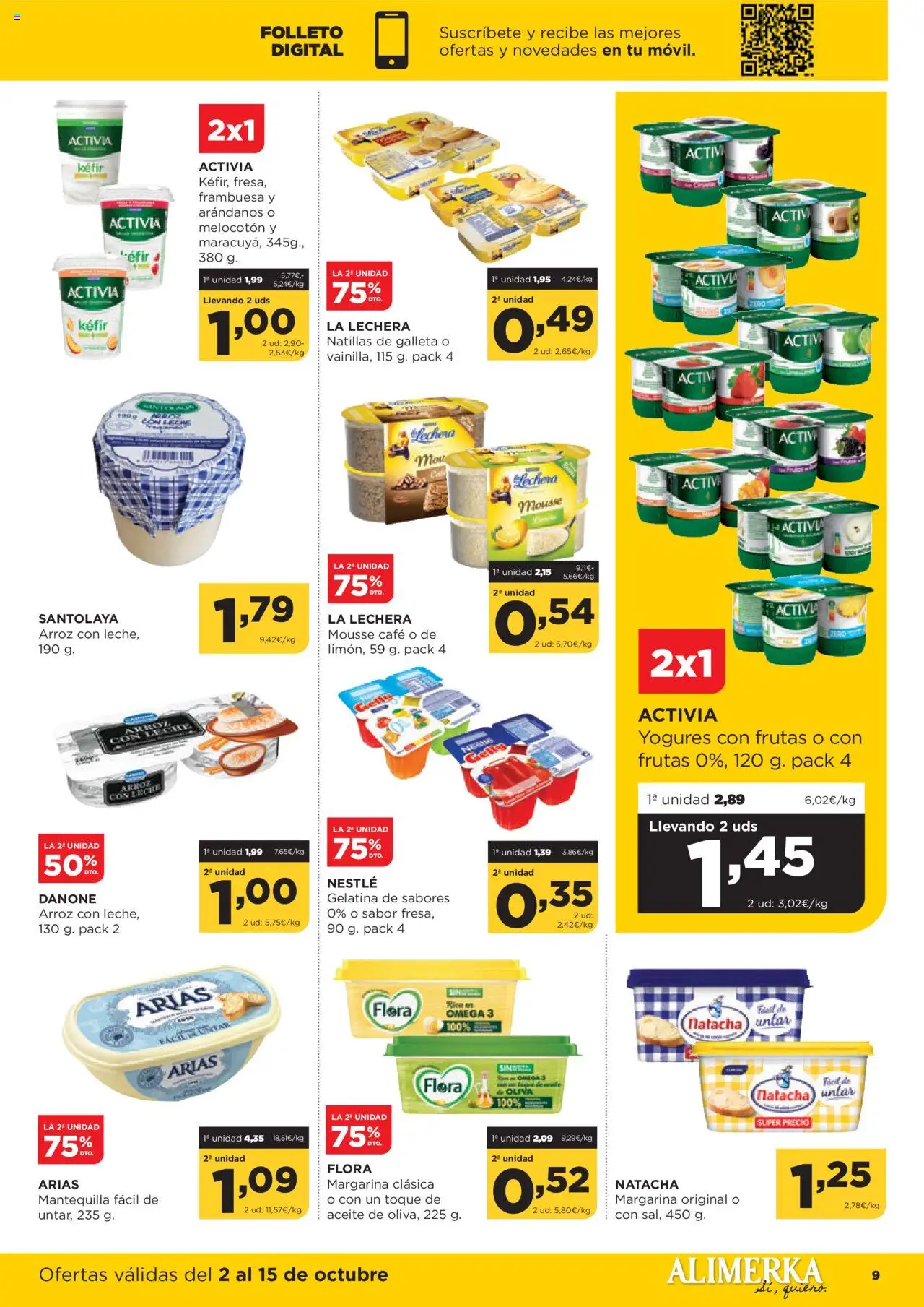 Alimerka folleto Asturias │ válido desde el 02.10.2025 | Página: 9 | Productos: Leche, Aceite, Arroz, Margarina