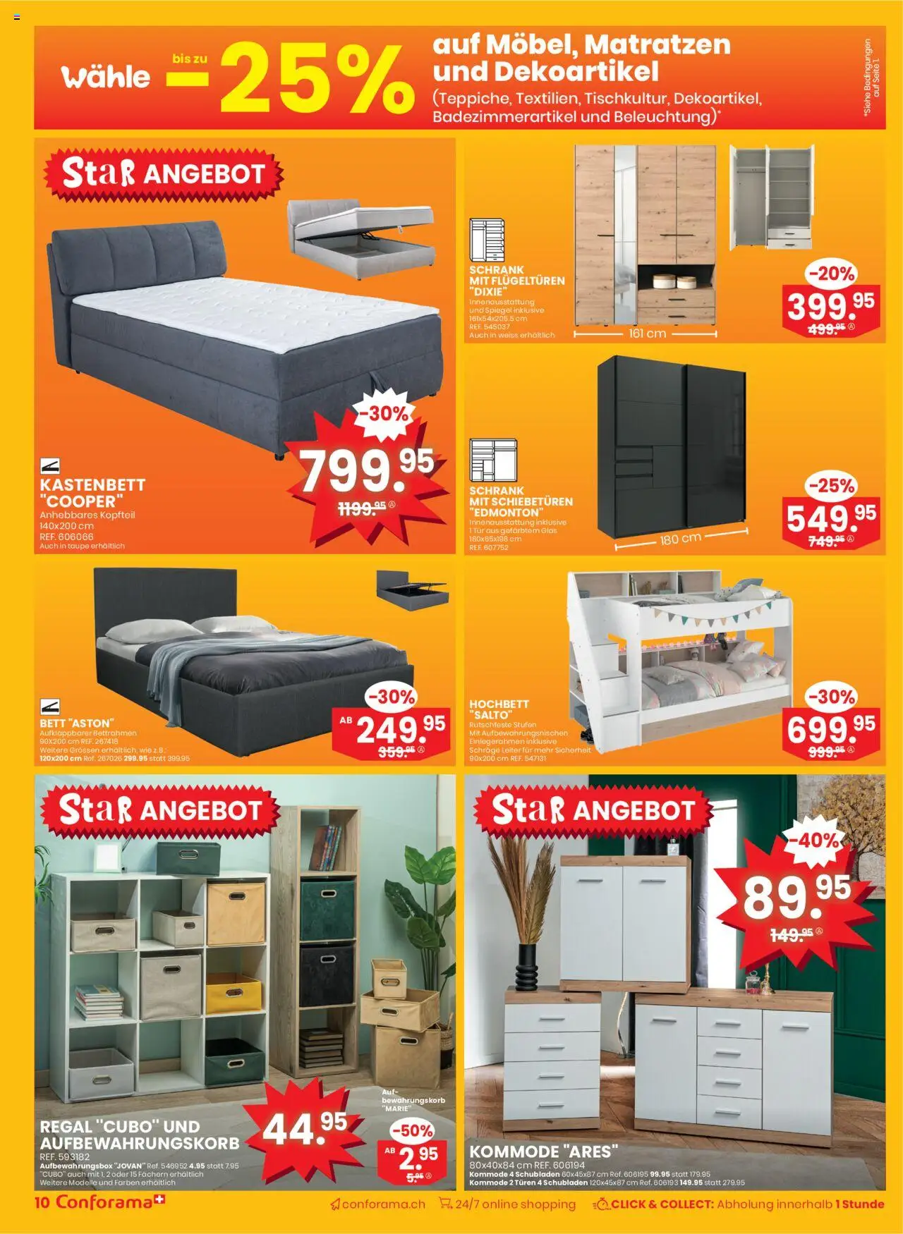 Conforama Aktionen ab 28.05.2025 | Seite: 10 | Produkte: Regal, Schrank, Spiegel, Bett
