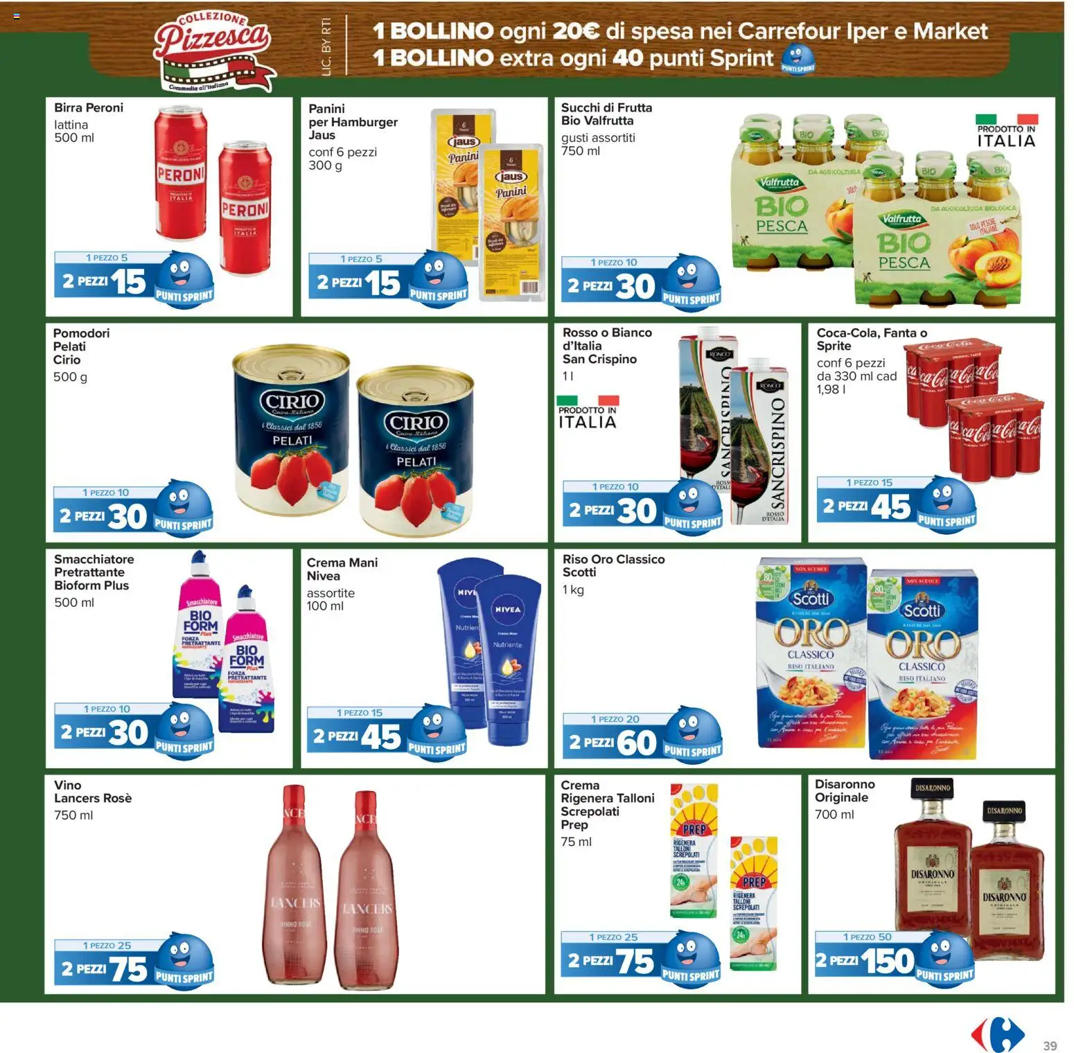 Volantino Carrefour del 17.02.2026 | Pagina: 39 | Prodotti: Vino, Pomodori, Pesca, Hamburger