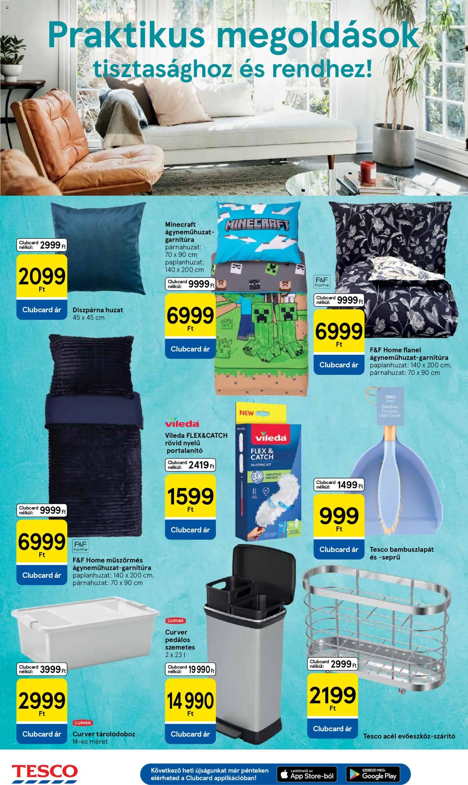 Tesco akciós ujság - amely érvényes a következő dátumtól: 08.01.2026 | Oldal: 28 | Termékek: Párnahuzat, Szemetes, Ágyneműhuzat, Vileda