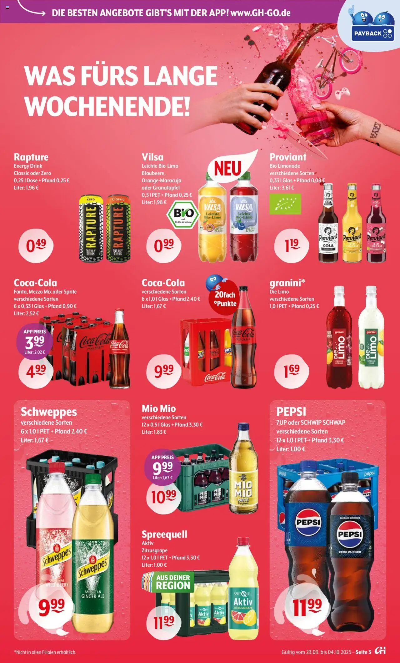 Trink und Spare Prospekt – gültig ab 29.09.2025 | Seite: 3 | Produkte: Coca cola, Sprite, Zucker, Pepsi