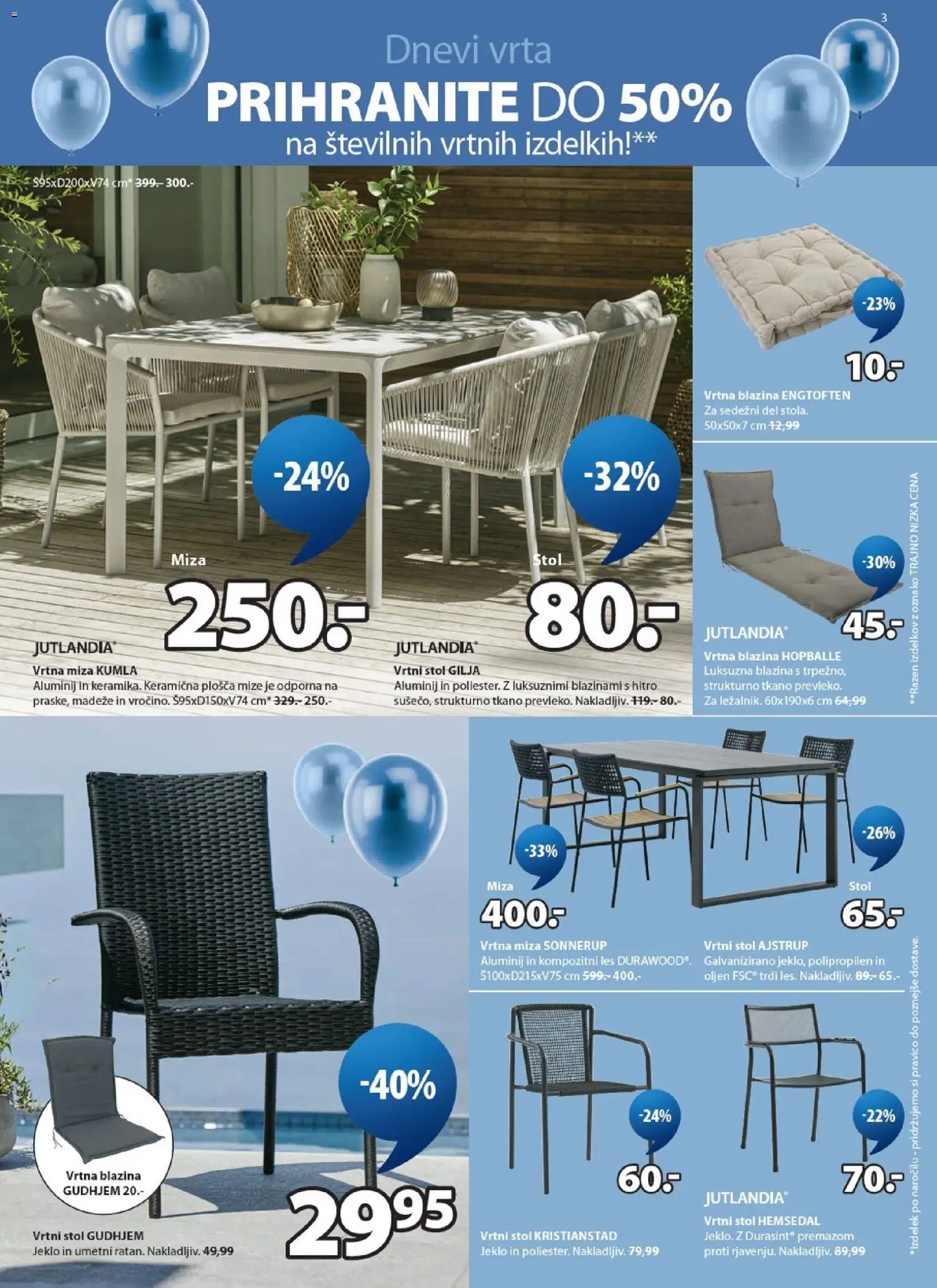 Novi JYSK katalog ponudbe – veljaven od 22.04.2026 | Stran: 3 | Izdelki: Vrtni stol, Vrtna blazina, Blazina, Miza