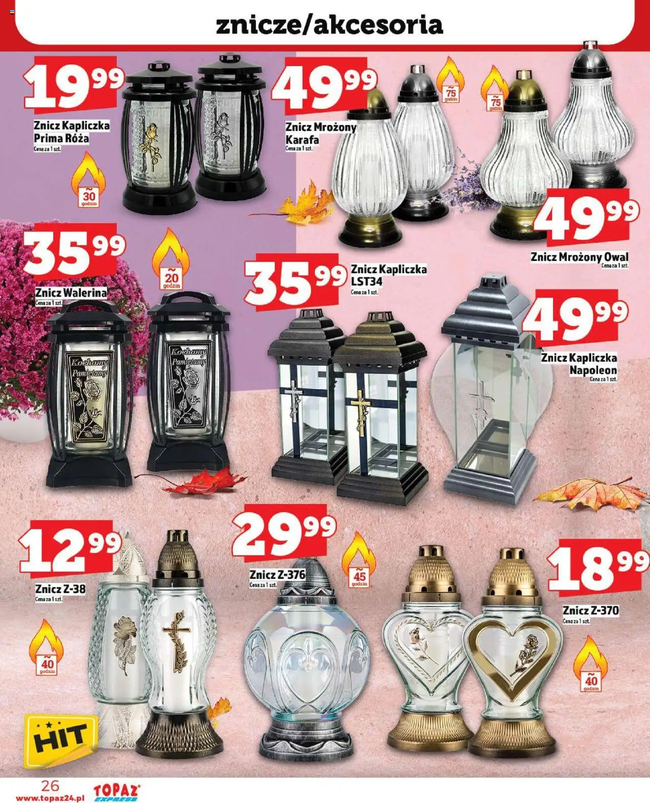 Topaz Gazetka - Express od 09.10.2025 | Strona: 26 | Produkty: Znicz kapliczka