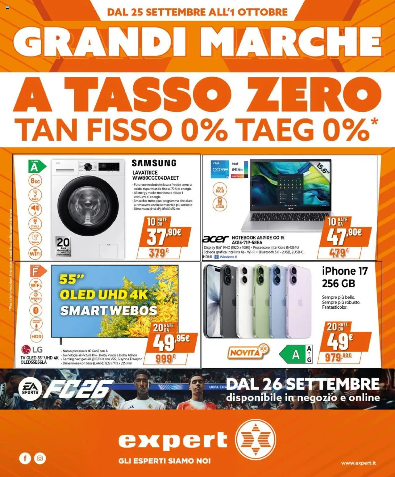 Volantino Expert del 25.09.2025 | Pagina: 1 | Prodotti: Notebook, Lavatrice, TV, Samsung
