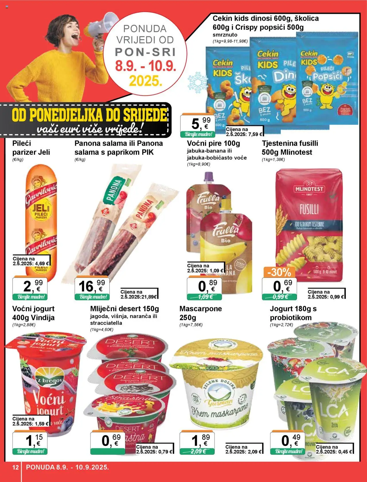 KTC katalog | vrijedi od 04.09.2025 | Stranica: 12 | Proizvodi: Mascarpone, Voćni jogurt, Salama, Voće