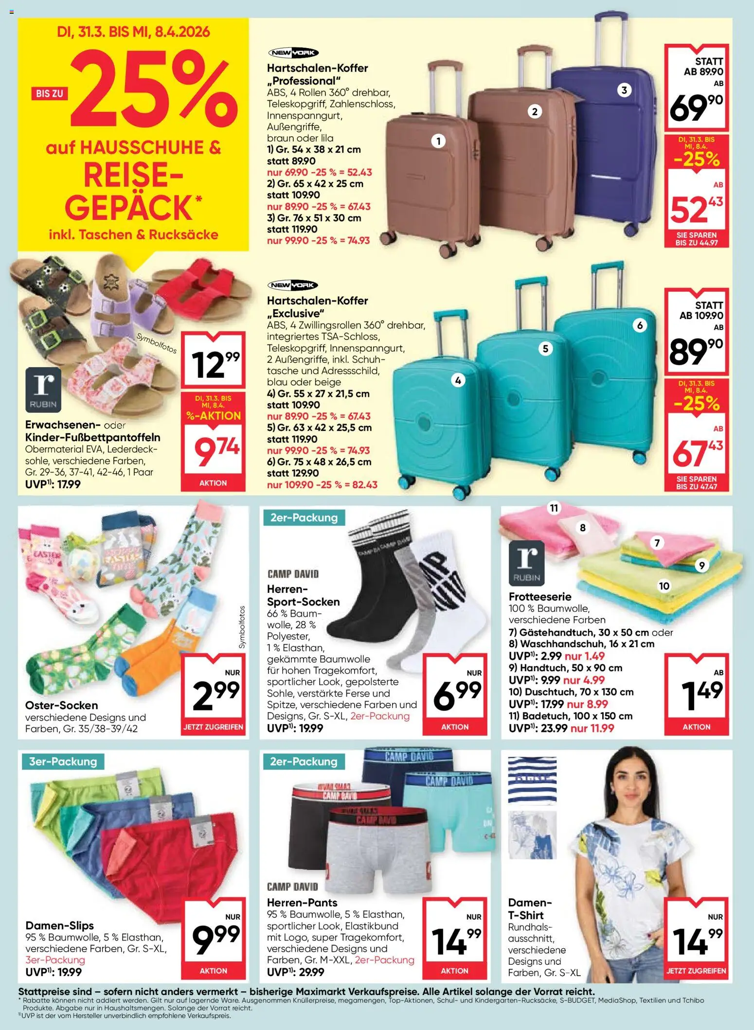 Maximarkt Flugblatt gültig ab 31.03.2026 | Seite: 18 | Produkte: Hausschuhe, Tasche