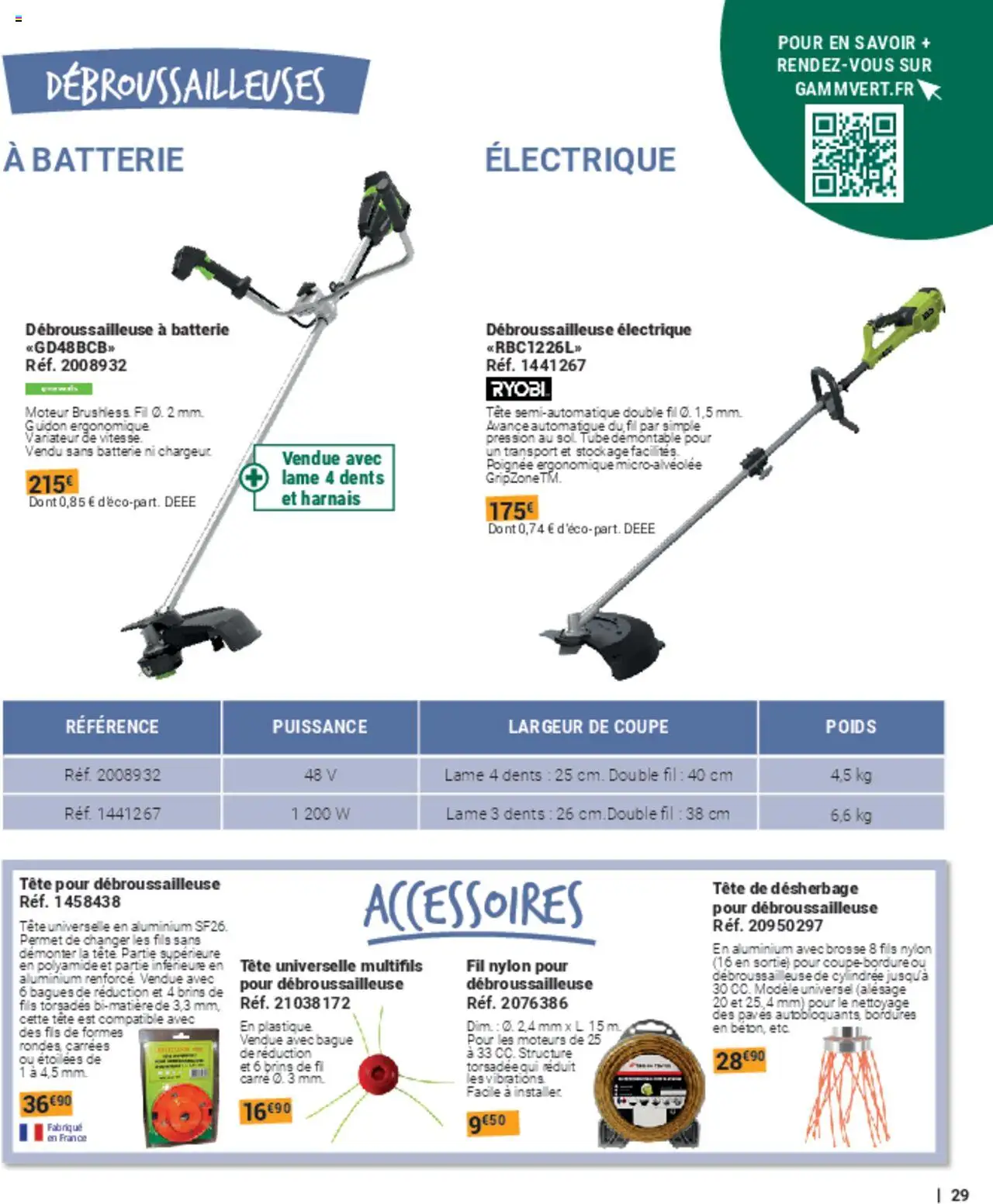 {H1} | Page: 29 | Produits: Coupe bordure, Poids, Débroussailleuse, Brosse