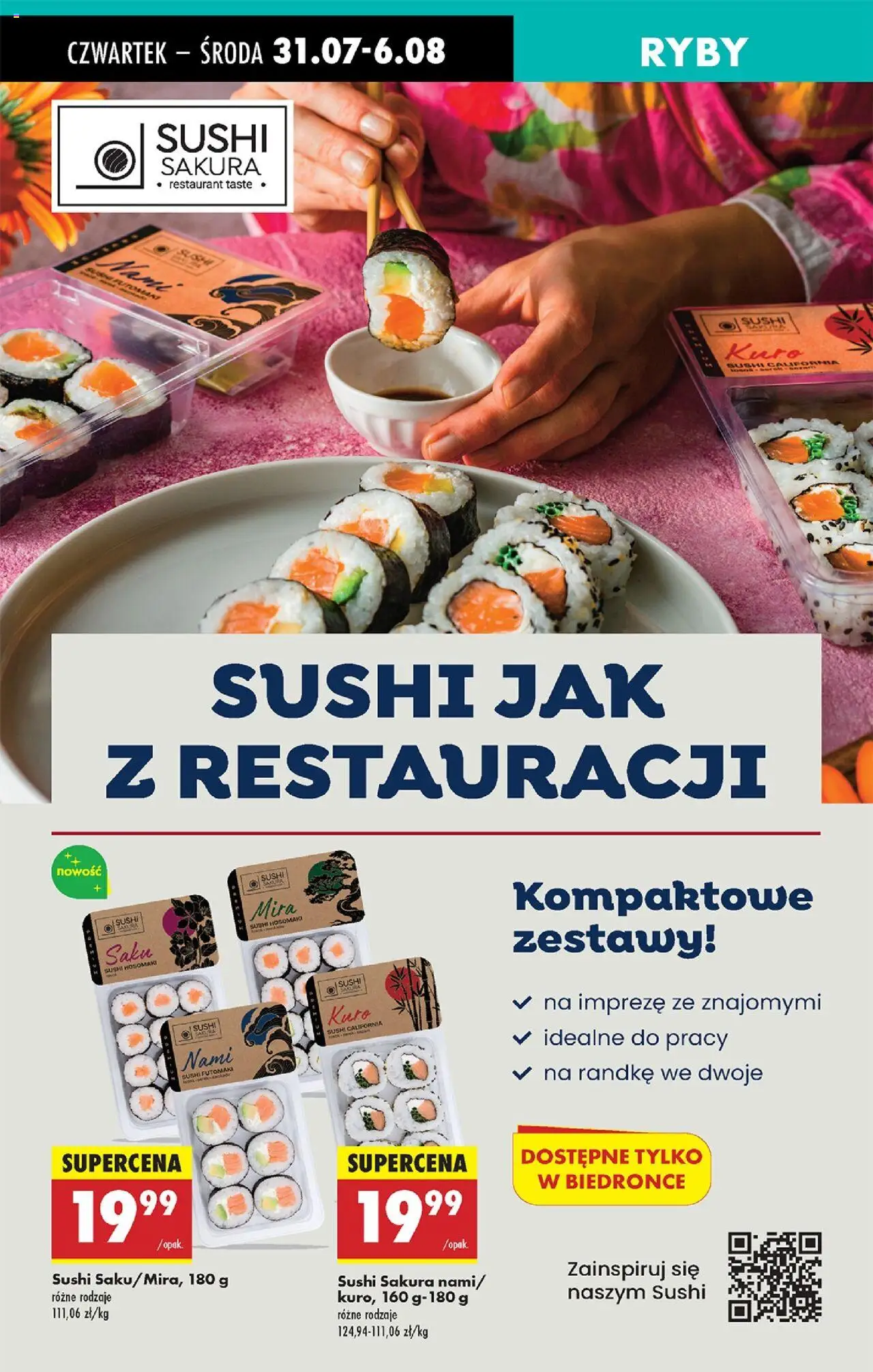 Biedronka gazetka - Oferta W tym tygodniu od 31.07.2025 | Strona: 48 | Produkty: Sushi, Ryby