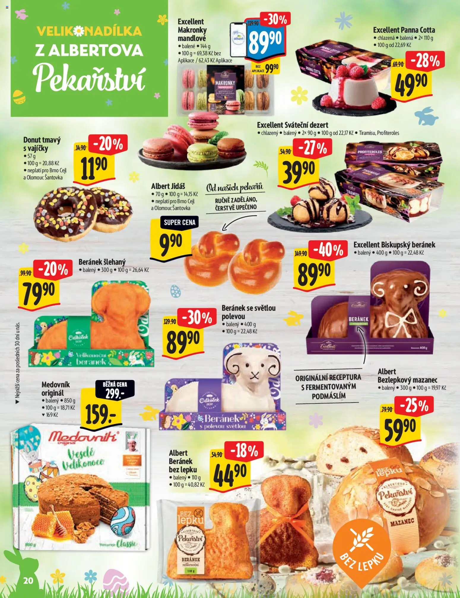 Albert katalog - Hypermarket od 25.03.2026 | Strana: 20 | Produkty: Profiteroles, Donut, Medovník, Panna cotta