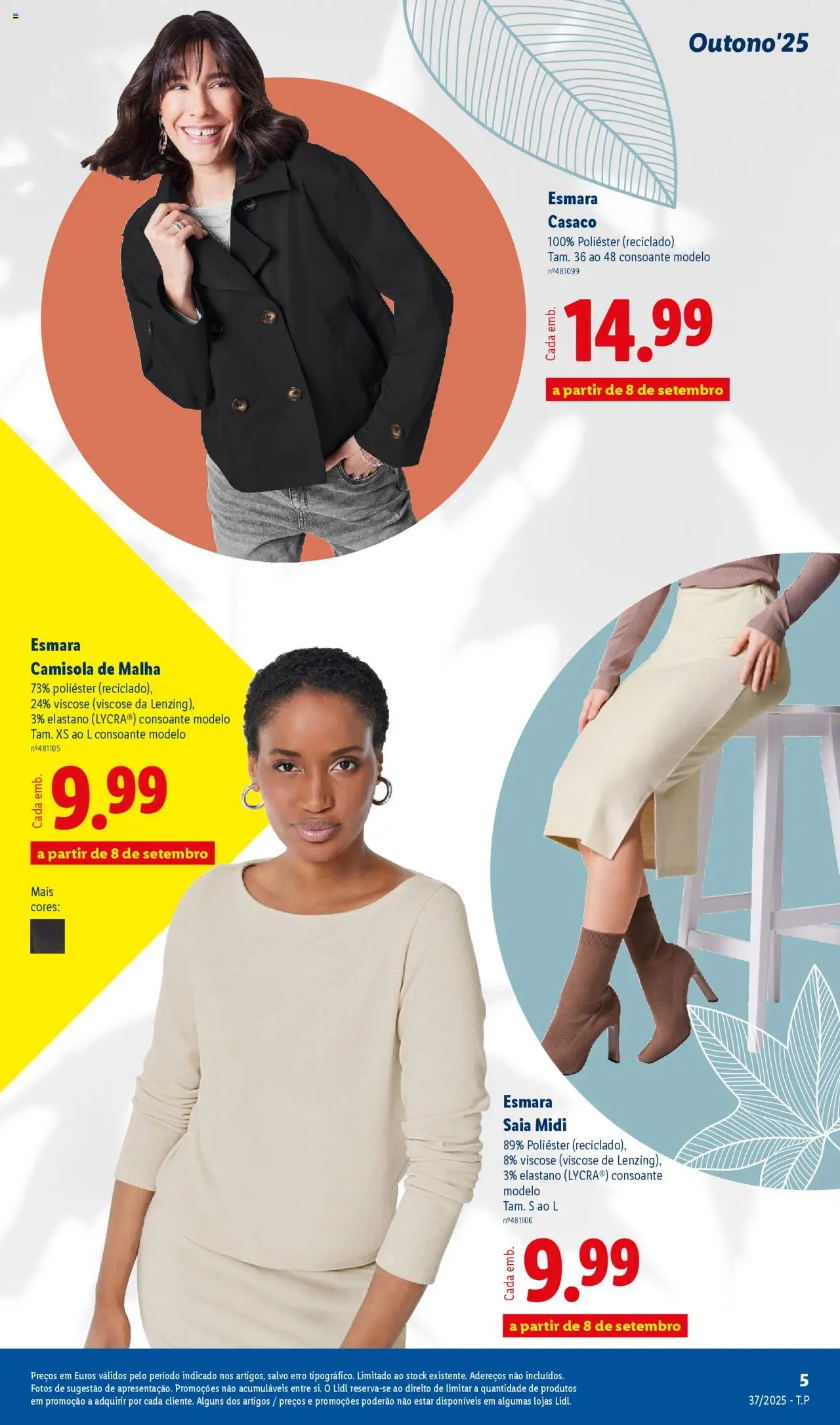 Lidl - Coleção Outono │ válido de 08.09.2025 | Página: 5 | Produtos: Casaco, Top, Saia, Camisola