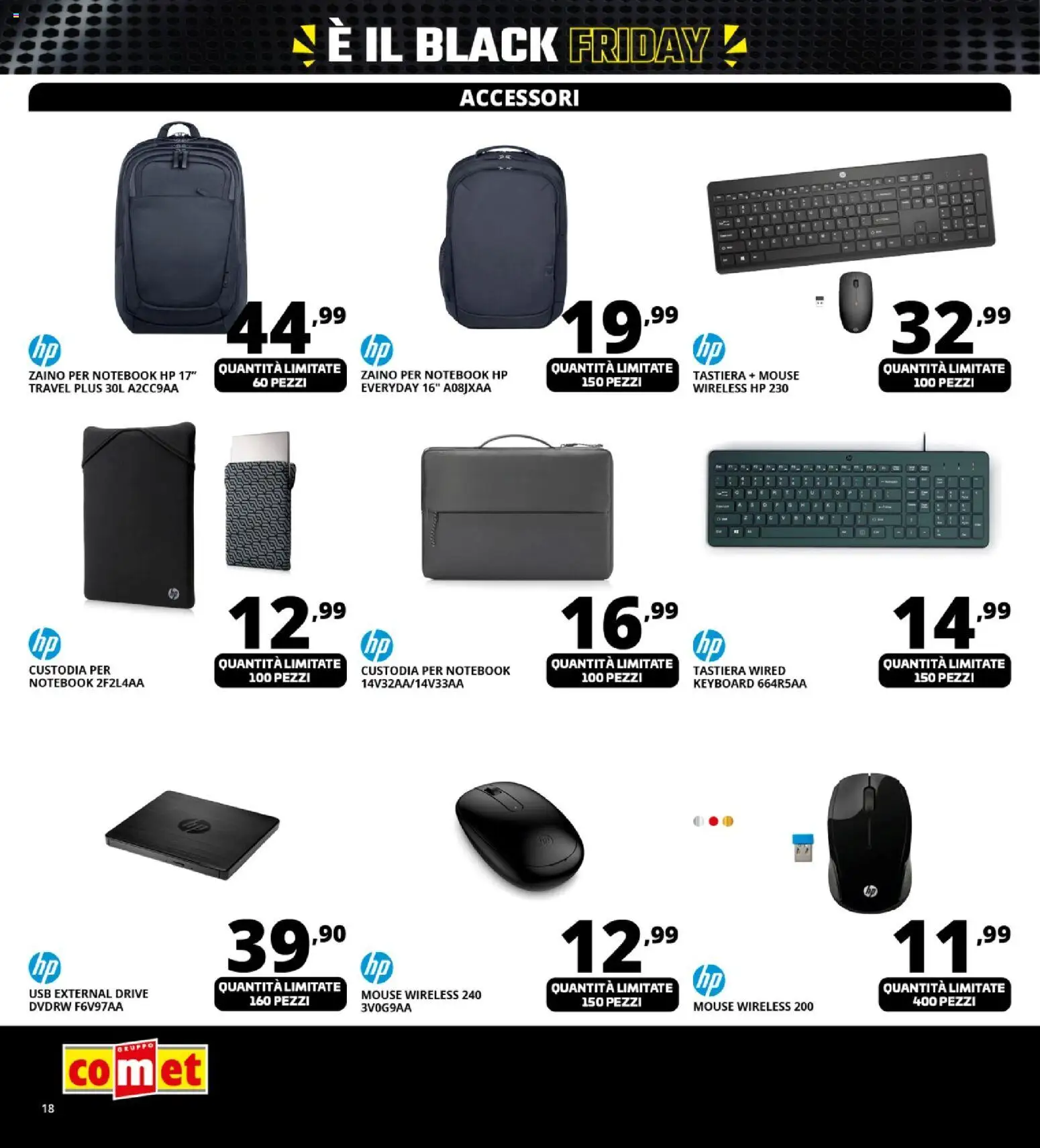 Volantino Comet del 13.11.2025 | Pagina: 18 | Prodotti: Zaino, Mouse, Tastiera, USB